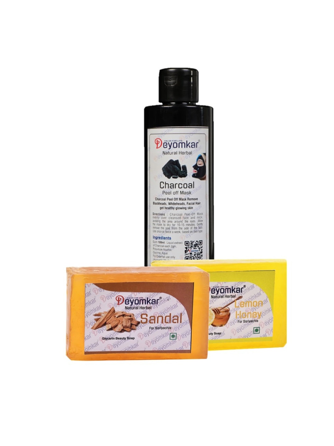 

Herbal Charcoal Peel of Mask with Sandal Wood Soap & Lemon Honey Soap, Black