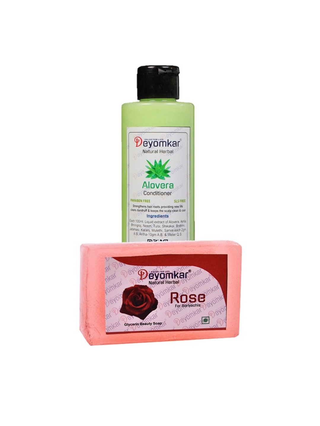 

Deyomkar Herbal Aloe Vera Conditioner with Rose Soap, Green