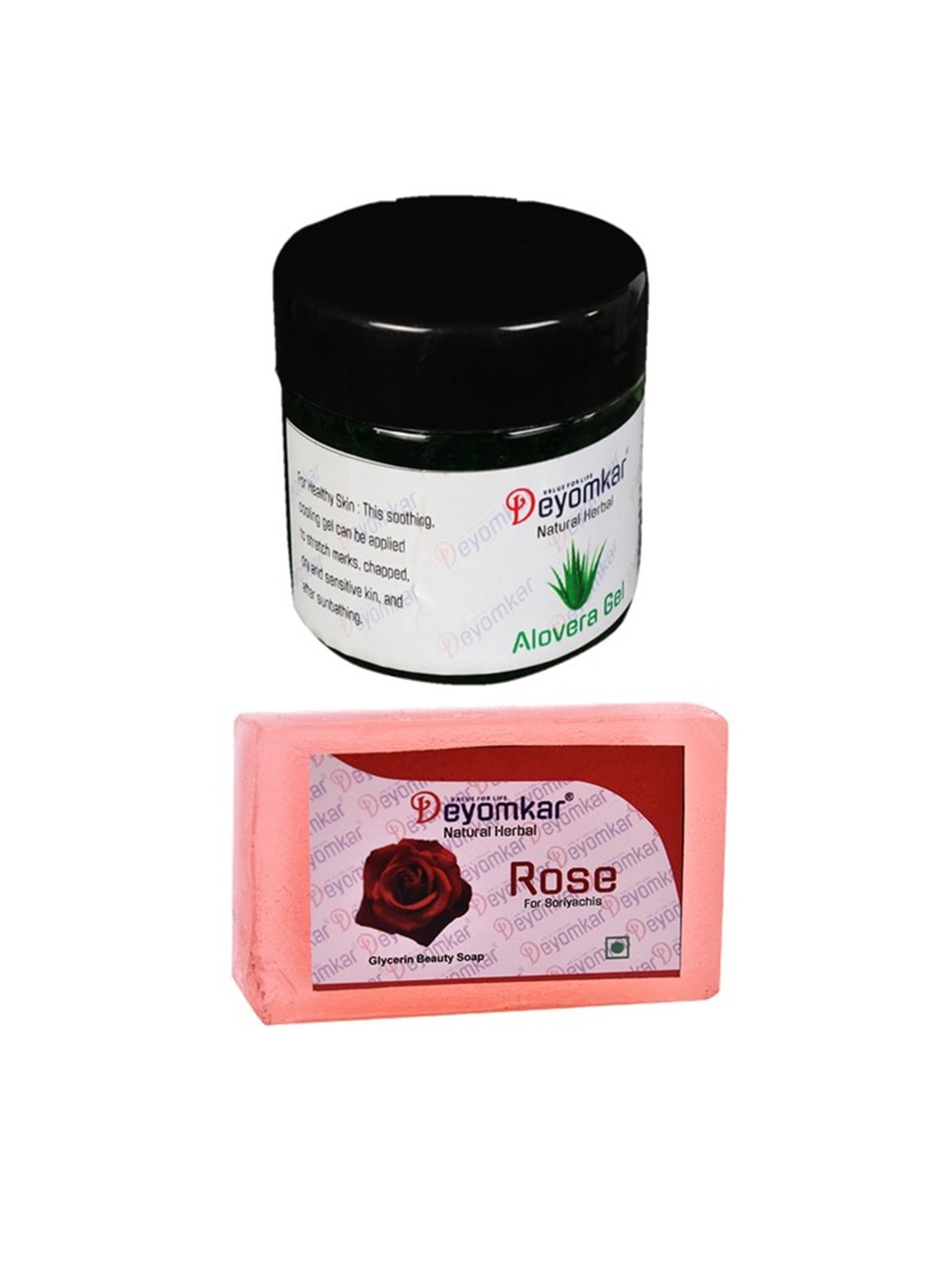 

Deyomkar Herbal Alovera Gel with Rose Soap, Green