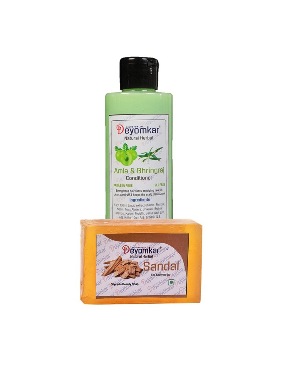 

Deyomkar 2 Pcs Herbal Amla Brinjraj Conditioner with Sandalwood Soap, Green