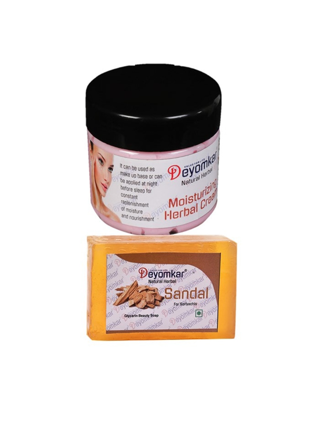 

Deyomkar 2 Pcs Herbal Cream with Sandalwood Soap, Orange