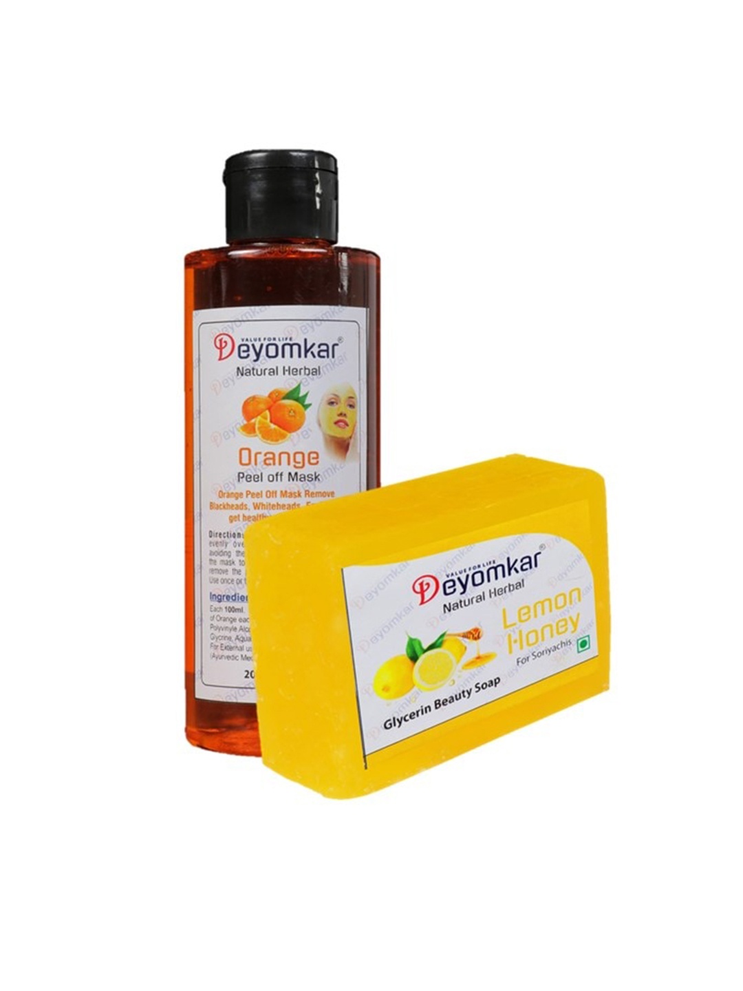 

Deyomkar Orange Peel Of Mask & Lemon Honey Soap Combo, Green