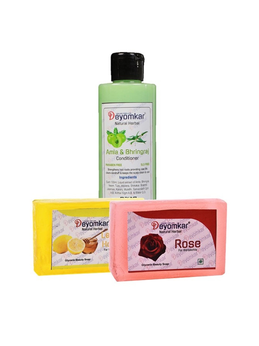 

Deyomkar Herbal Amla Brinjraj Conditioner with Rose & Lemon Honey Soaps, Green