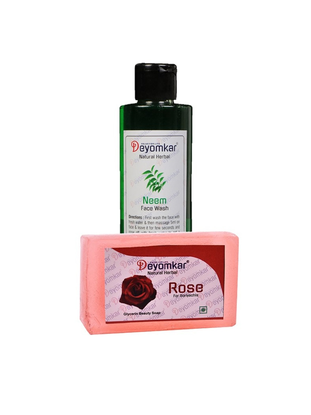 

Deyomkar Herbal Neem Face Wash with Rose Soap, Green