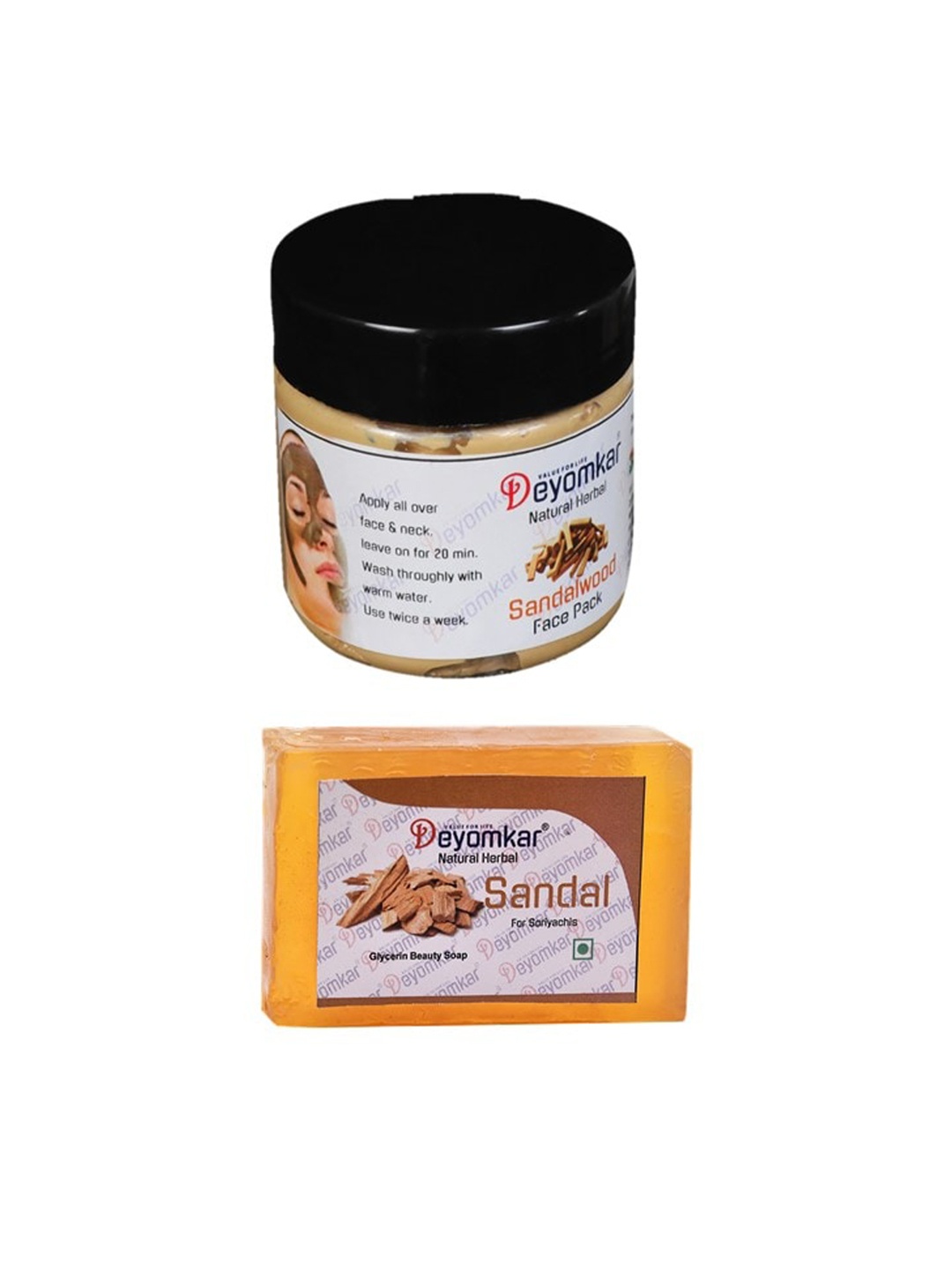 

Deyomkar Set of Herbal Sandalwood Face Pack & Soap, Green