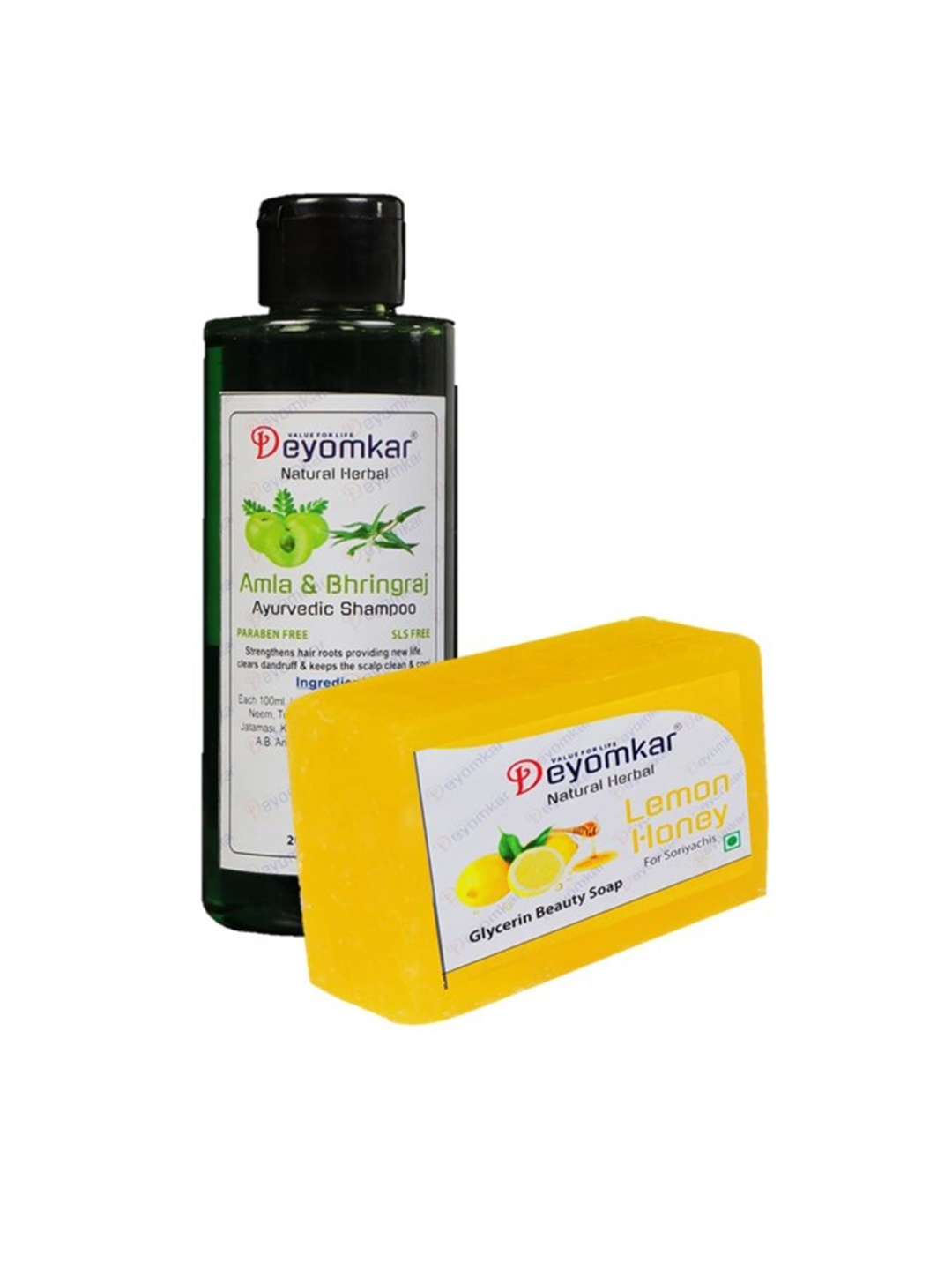 

Deyomkar 2 Pcs Herbal Alovera Shampoo with Lemon Honey Soap, Green