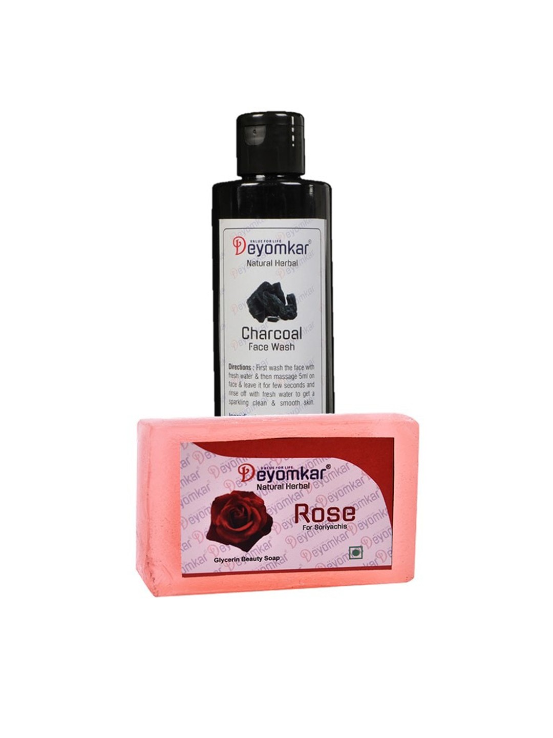

Deyomkar Set of 2 Herbal Charcoal Facewash with Rose Soap, Black