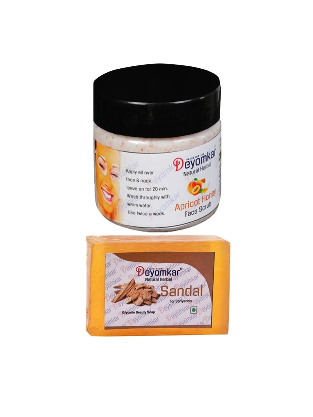 

Deyomkar Herbal Apricot Honey Scrub with Sandal Wood Soap, Black