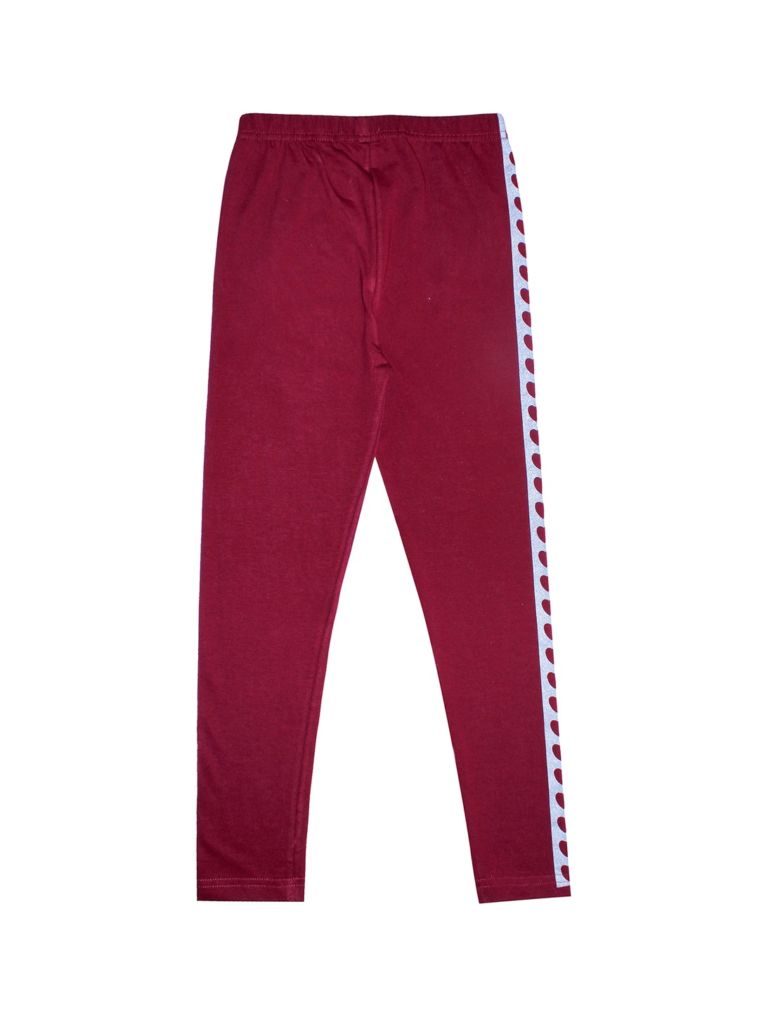 

KiddoPanti Girls Maroon Side Heart Tape Ankle Length Leggings
