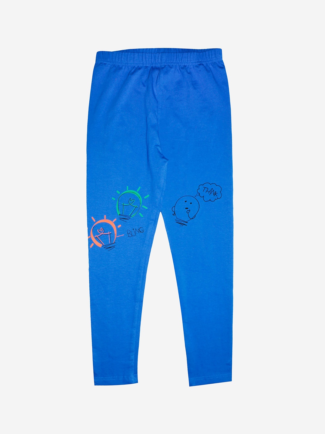 

KiddoPanti Girls Blue Printed Ankle Length Leggings