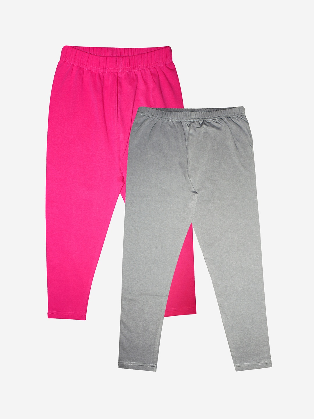 

KiddoPanti Girls Pack Of 2 Solid Ankle -Length Leggings, Pink