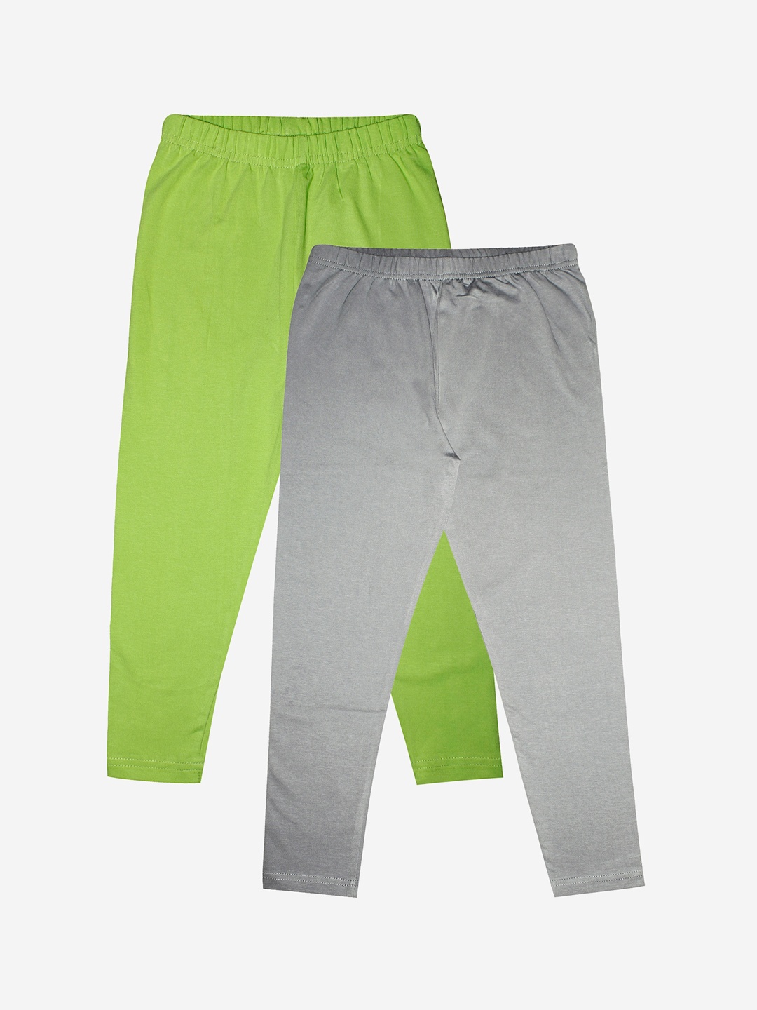 

KiddoPanti Girls Pack Of 2 Solid Cotton Ankle Length Lycra Leggings, Green