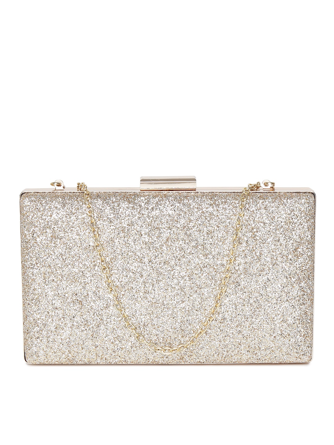 

Lino Perros Gold-Toned Shimmer Box Clutch with Chain Strap