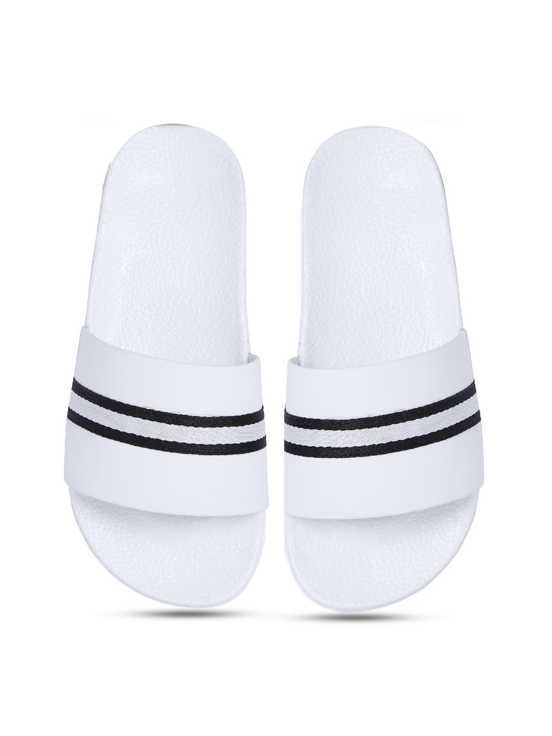 

PERY PAO Men White & Black Striped Sliders