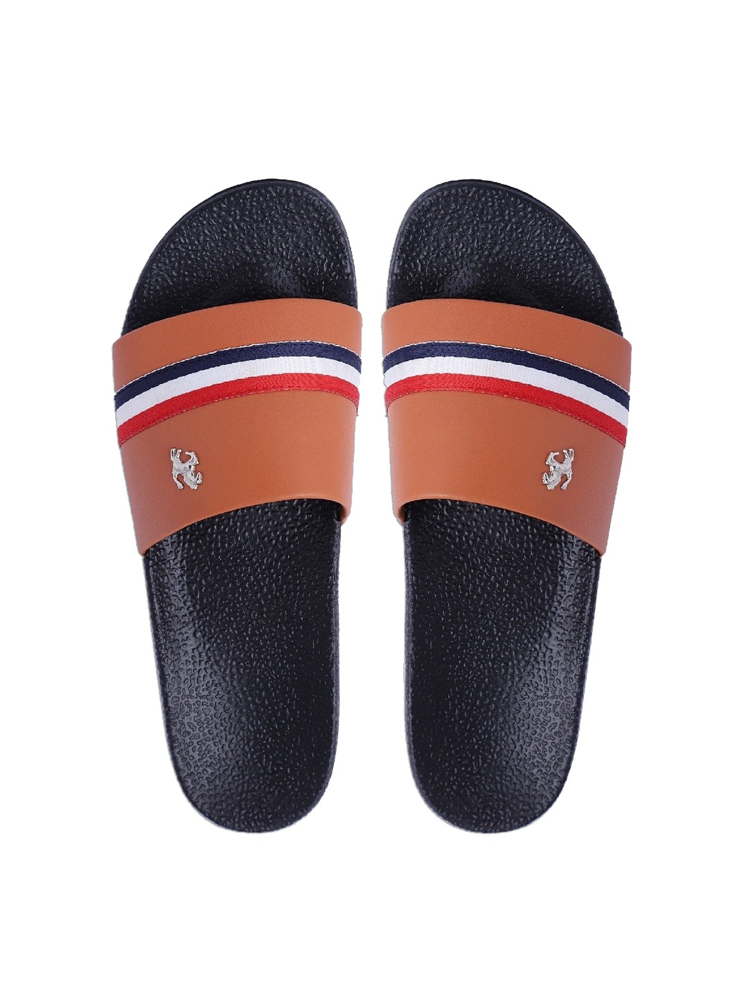 

PERY PAO Men Brown & Black Striped Sliders