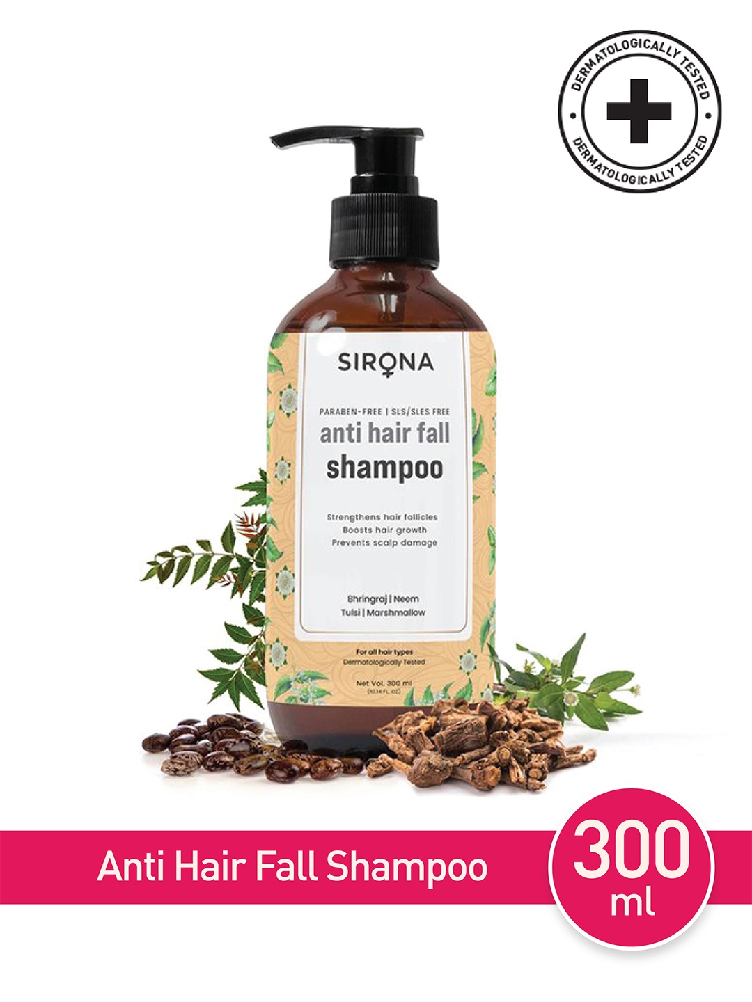 

Sirona Marshmallow & Bhringraj Anti Hair Fall Shampoo with Neem & Tulsi - 300 ml, Orange