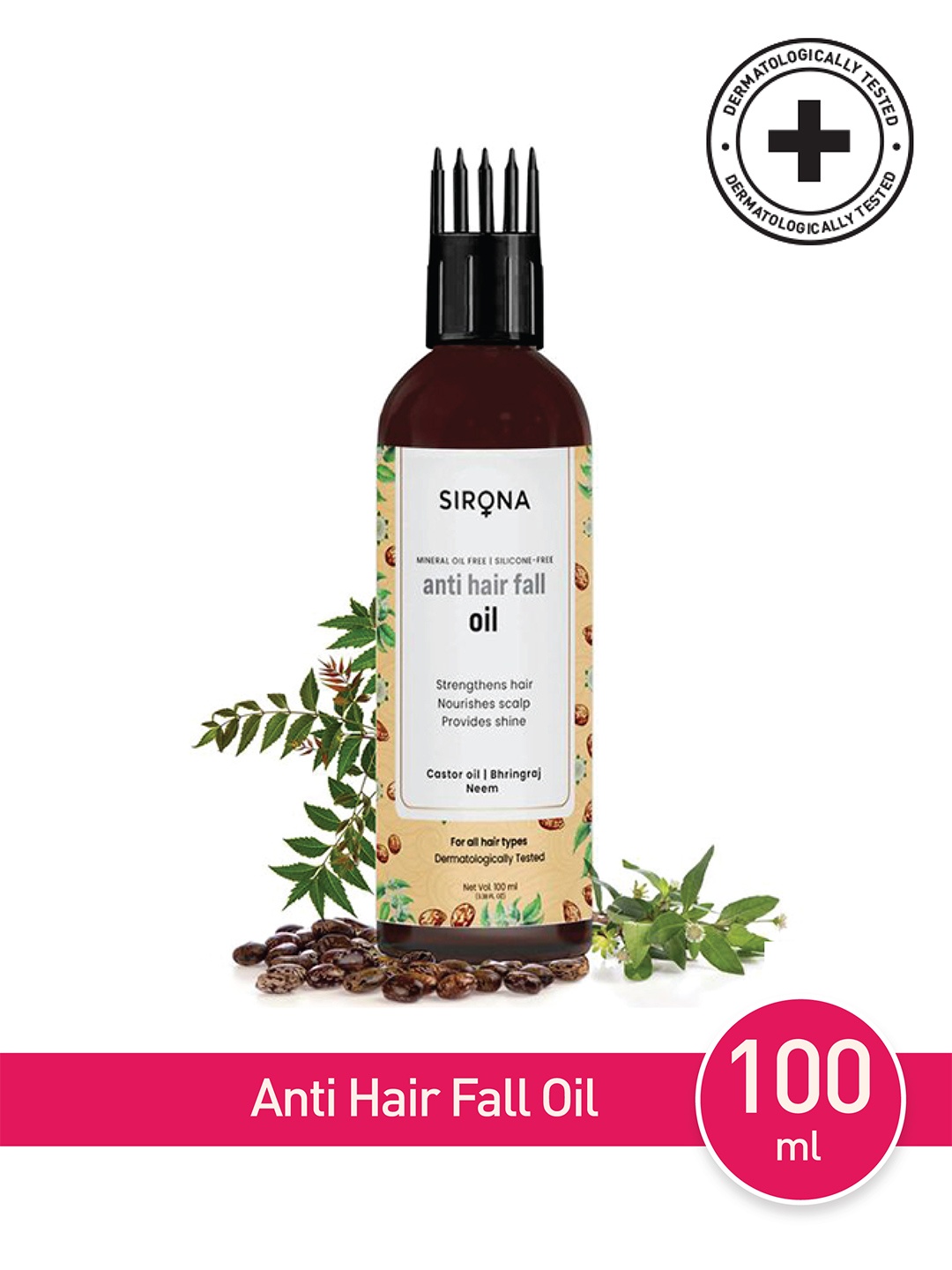 

Sirona Bhringraj Anti Hair Fall Oil with Castor Oil & Neem - 100 ml, Orange