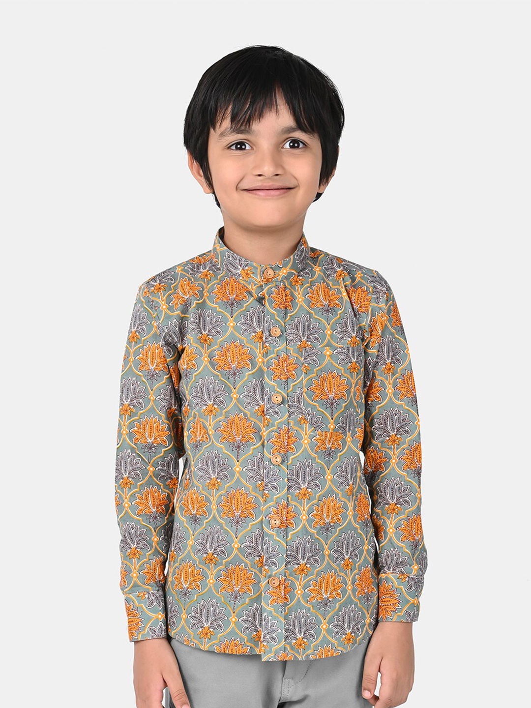 

ESME Boys Green Pure Cotton Printed Casual Shirt