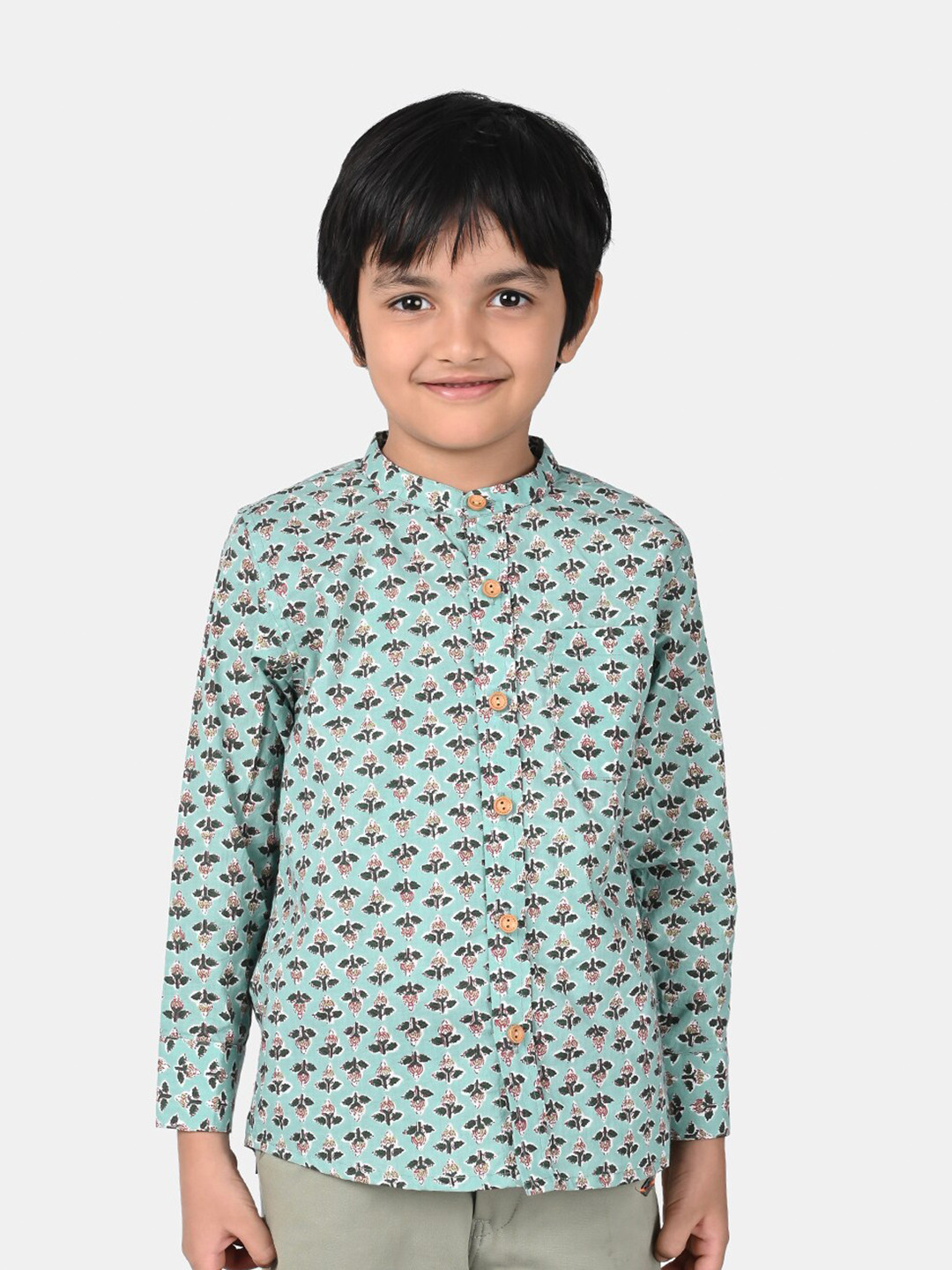 

ESME Boys Turquoise Blue Pure Cotton Printed Casual Shirt