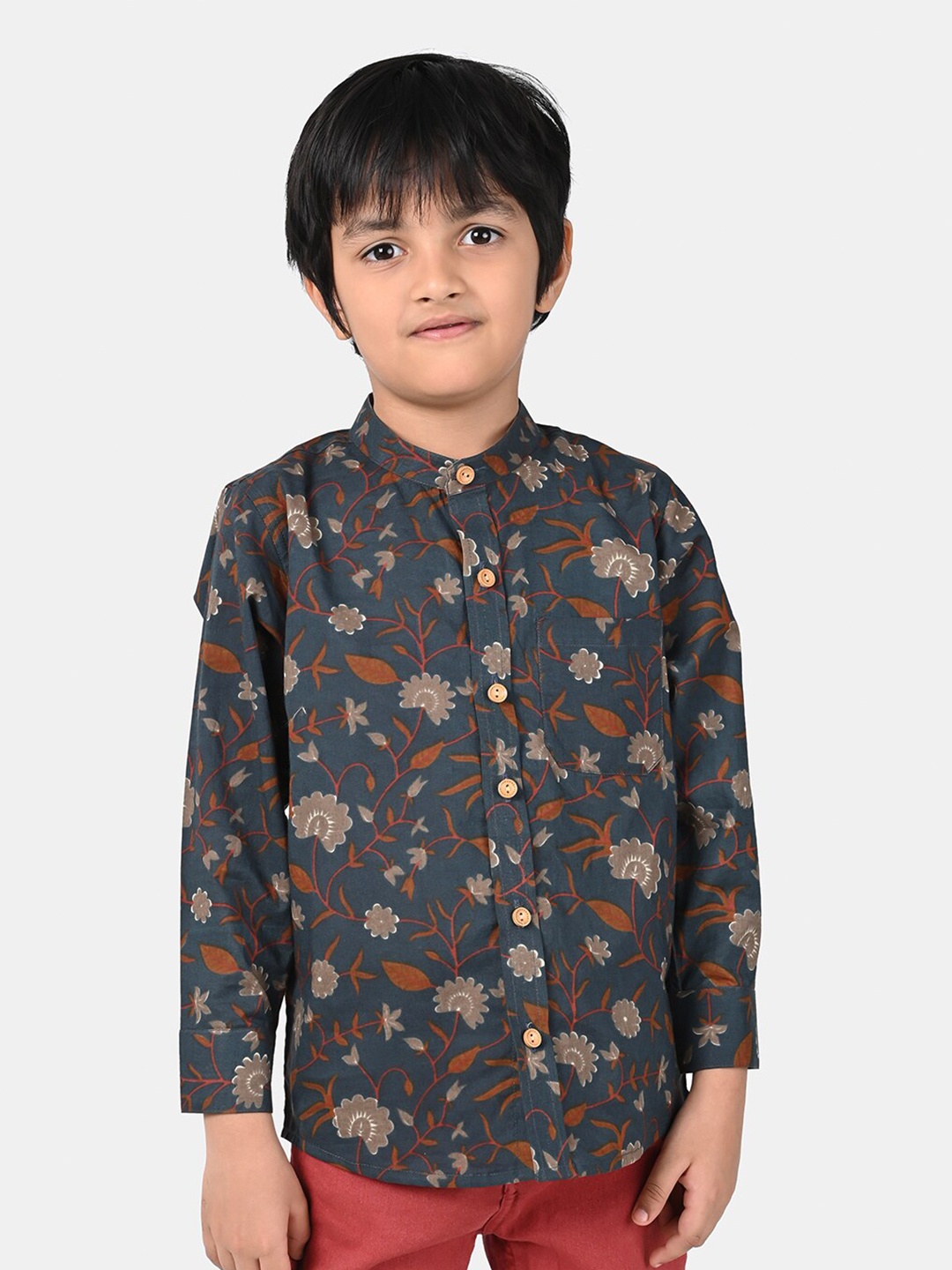 

ESME Boys Blue Floral Pure Cotton Printed Casual Shirt