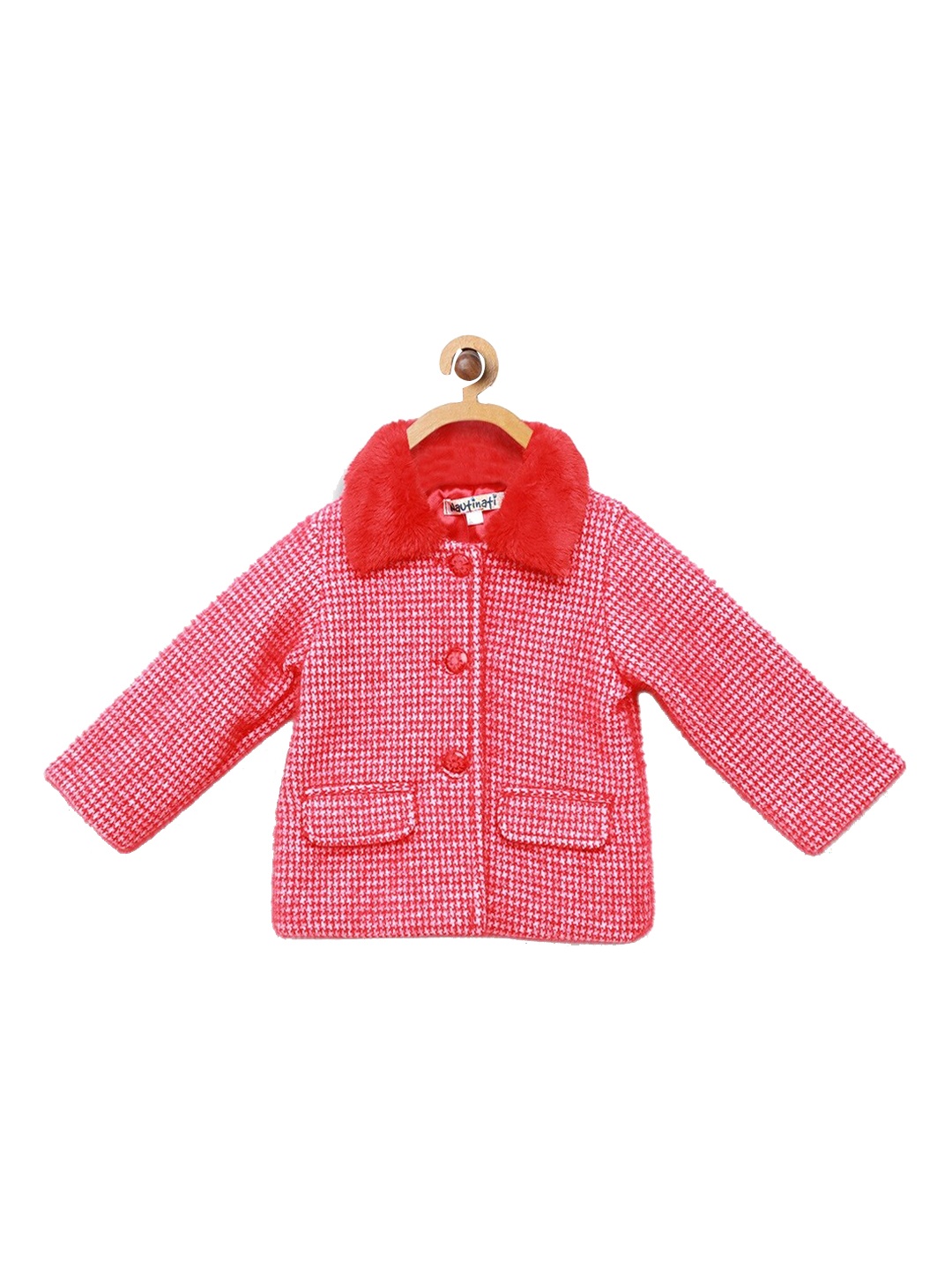 

Nauti Nati Girls Red Floral Checked Longline Padded Jacket