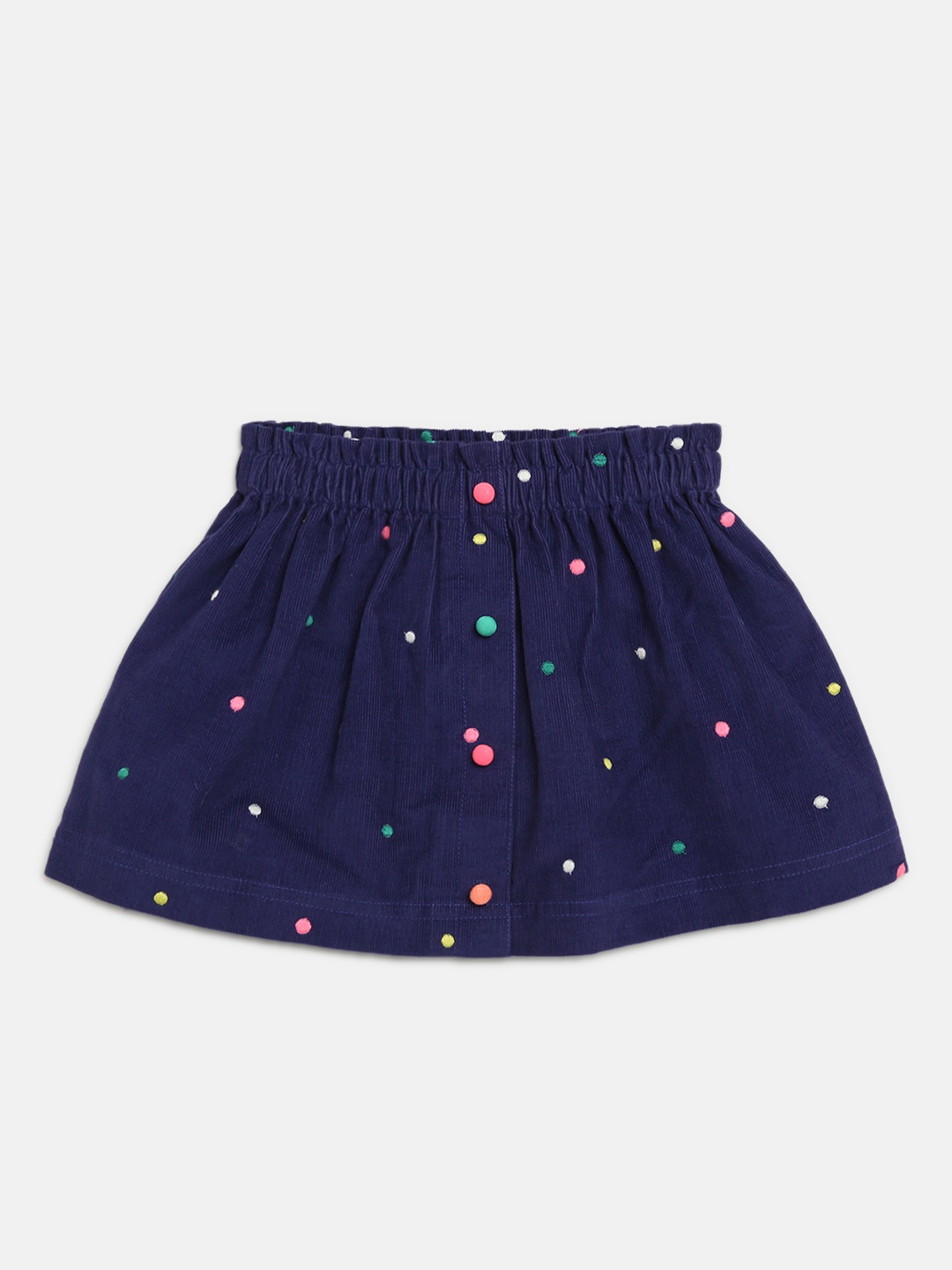 

Nauti Nati Girls Navy Blue Polka Dot Embroidery Cotton A-Line Skirt