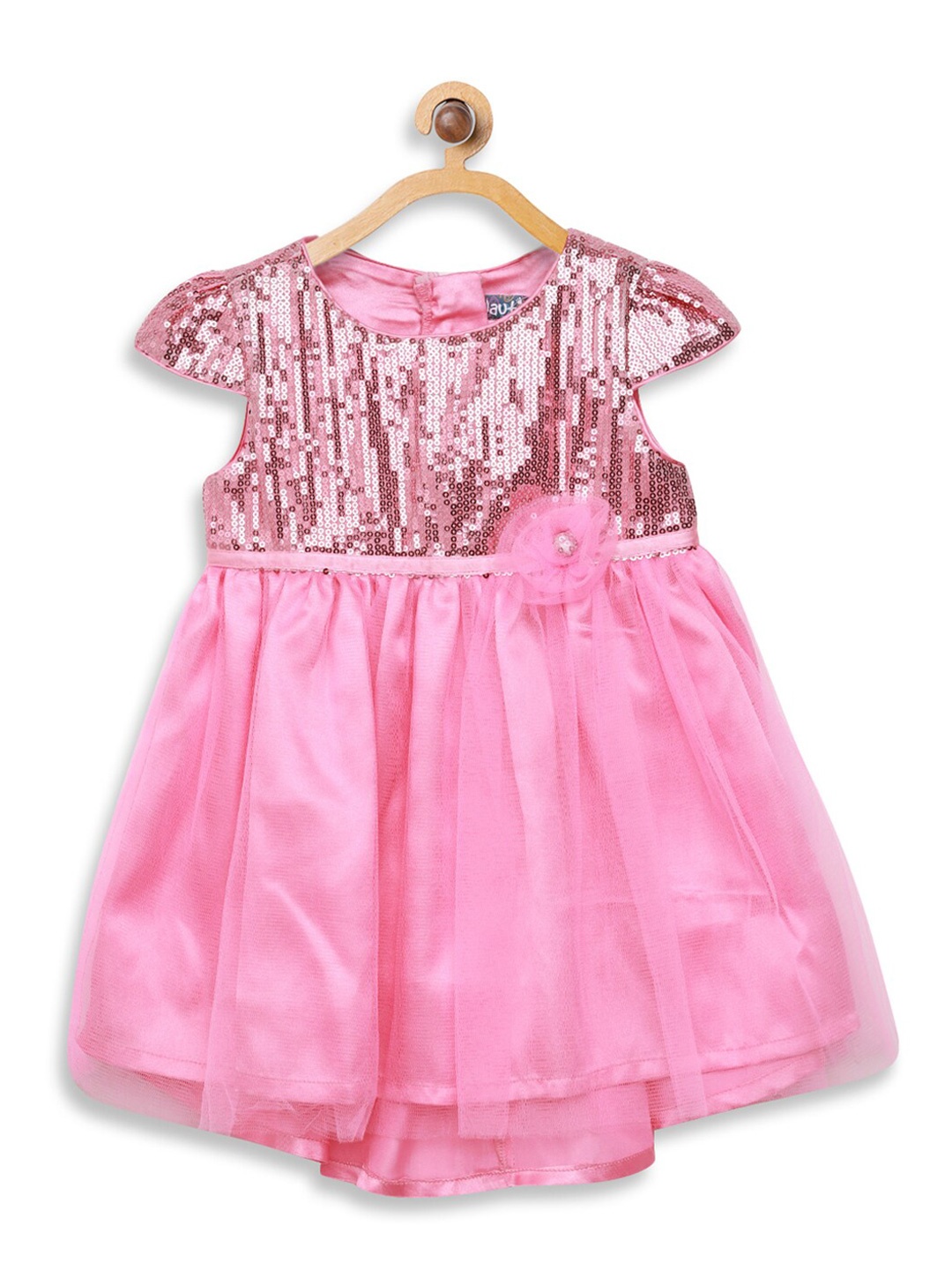 

Nauti Nati Girls Pink Sequin Embellished Net Dress
