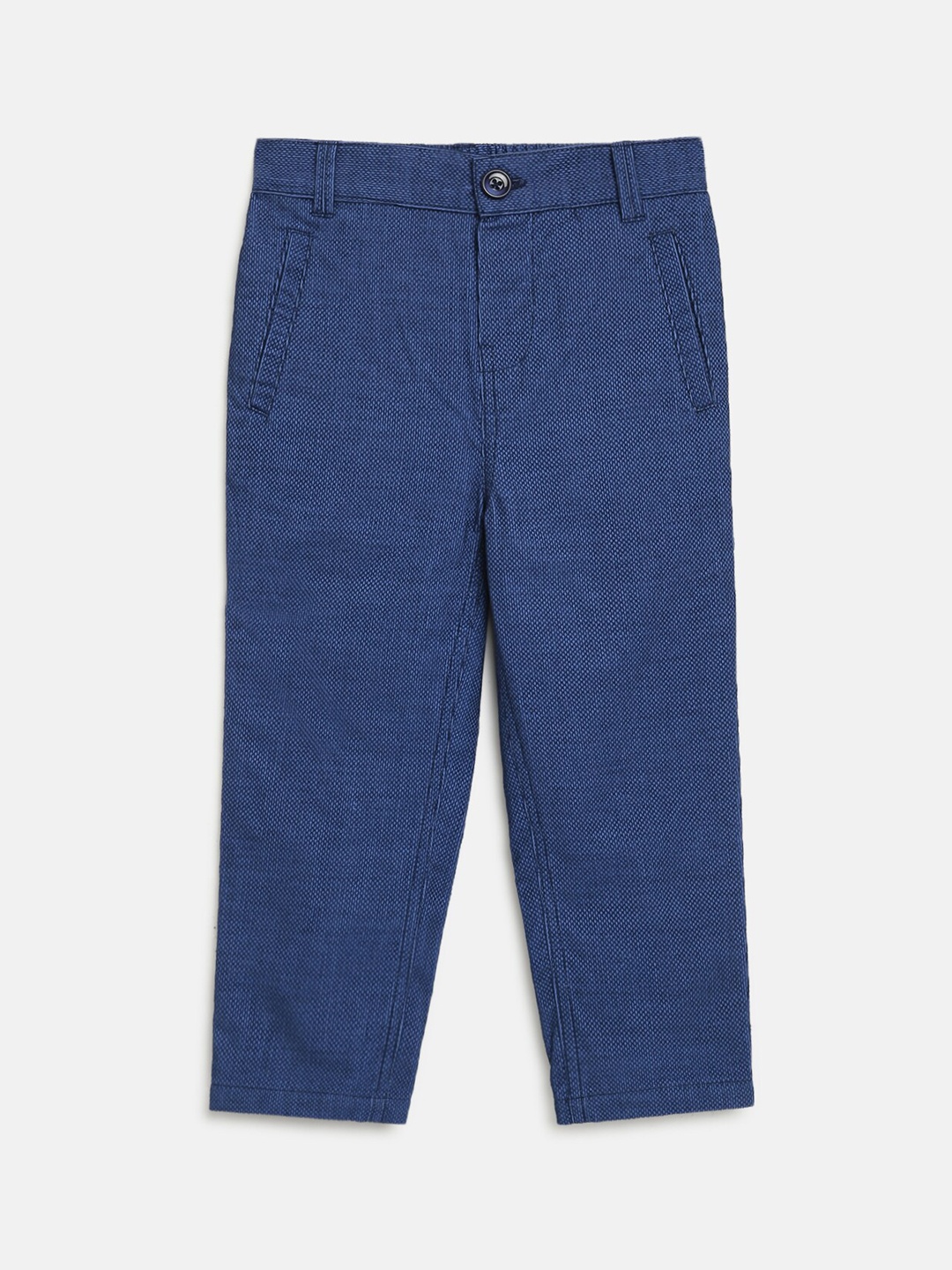

Nauti Nati Boys Blue Self-Design Chinos