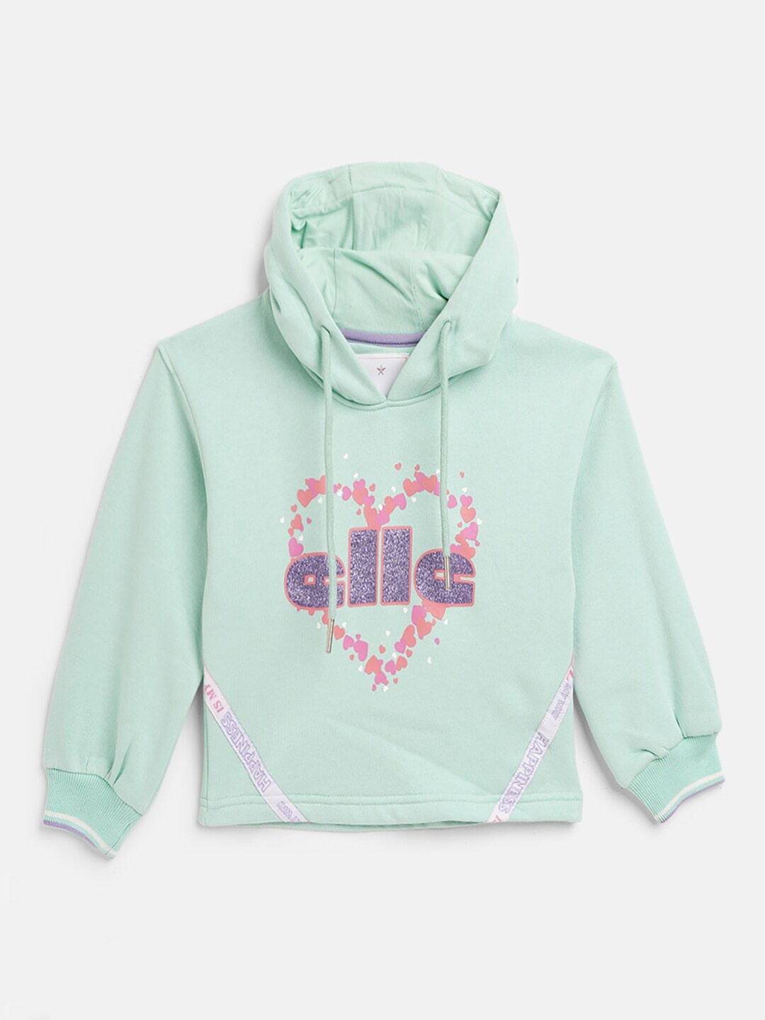 

ELLE Girls Green Printed Hooded Sweatshirt