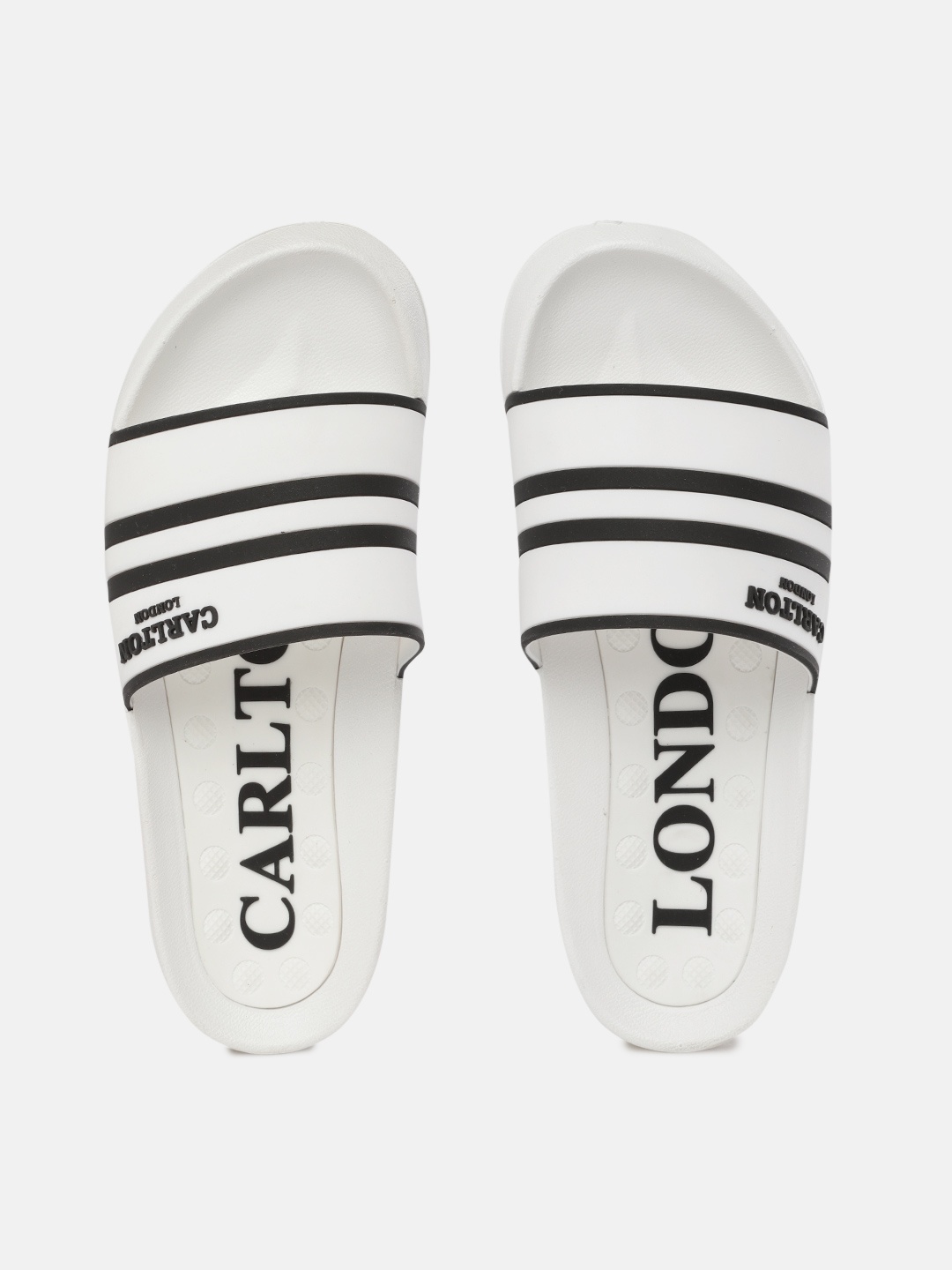 

Carlton London sports Men White & Black Striped Sliders