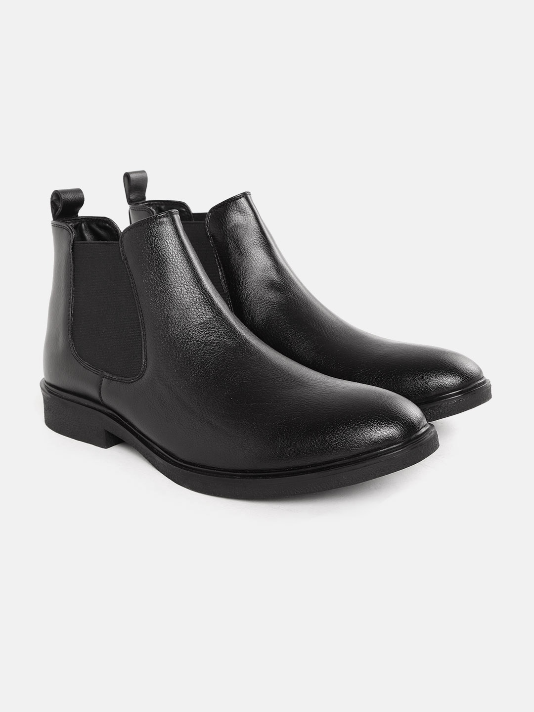 

Carlton London Men Black Solid Mid-Top Chelsea Boots