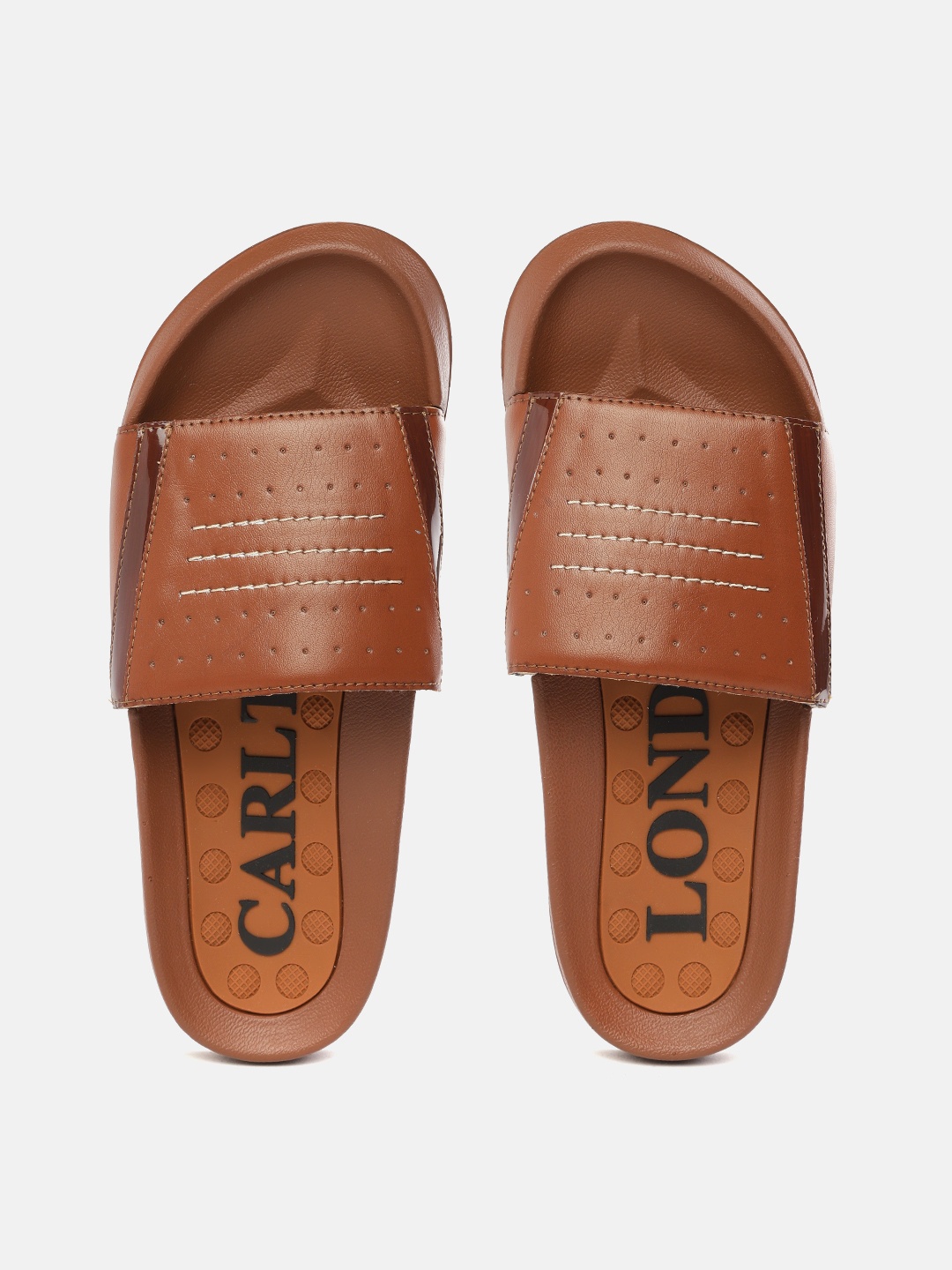 

Carlton London sports Men Tan Brown Perforated Sliders