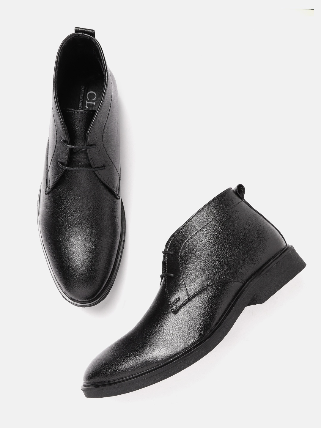 

Carlton London Men Black Solid Mid-Top Derbys