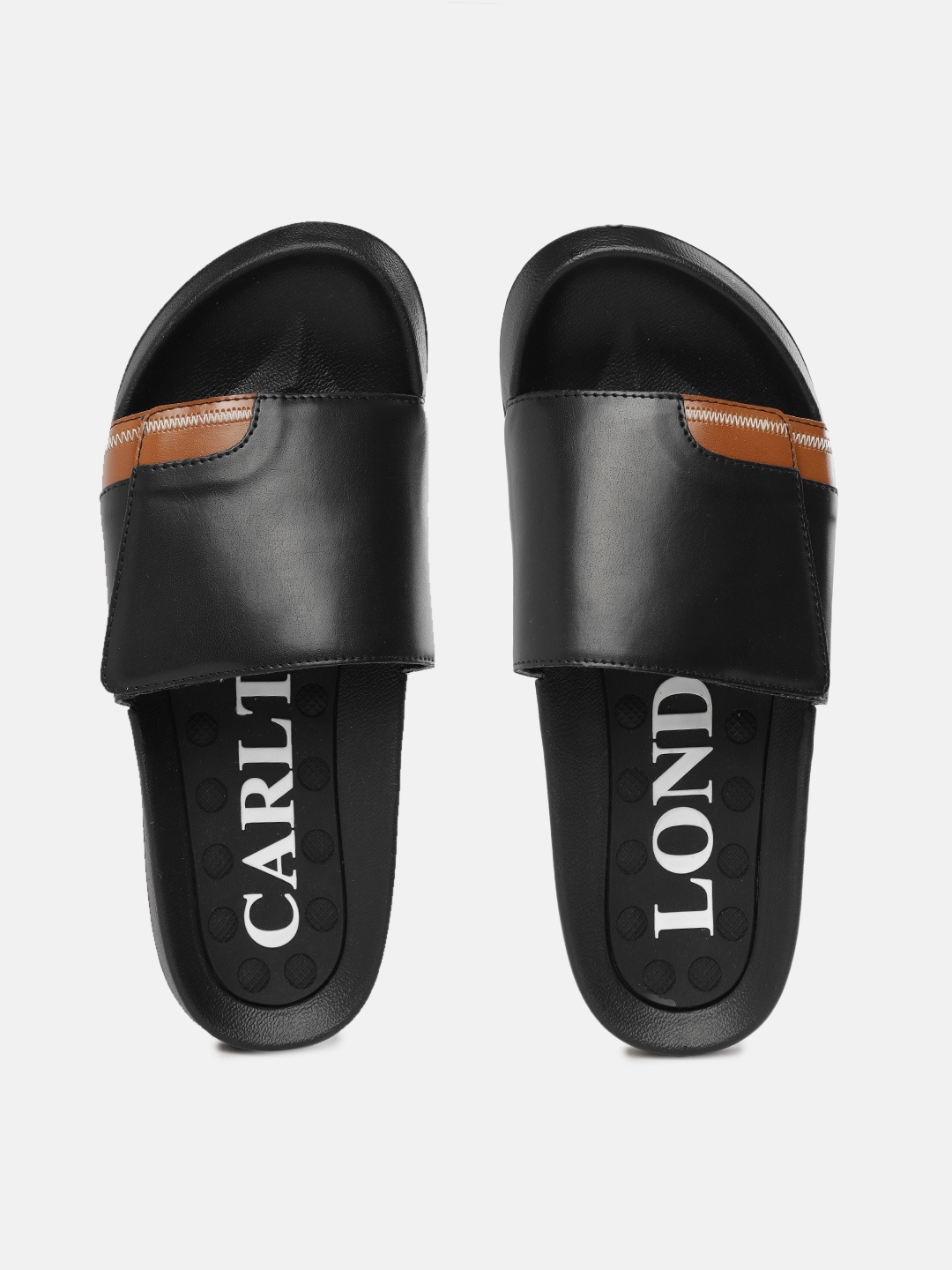 

Carlton London sports Men Black Solid Sliders