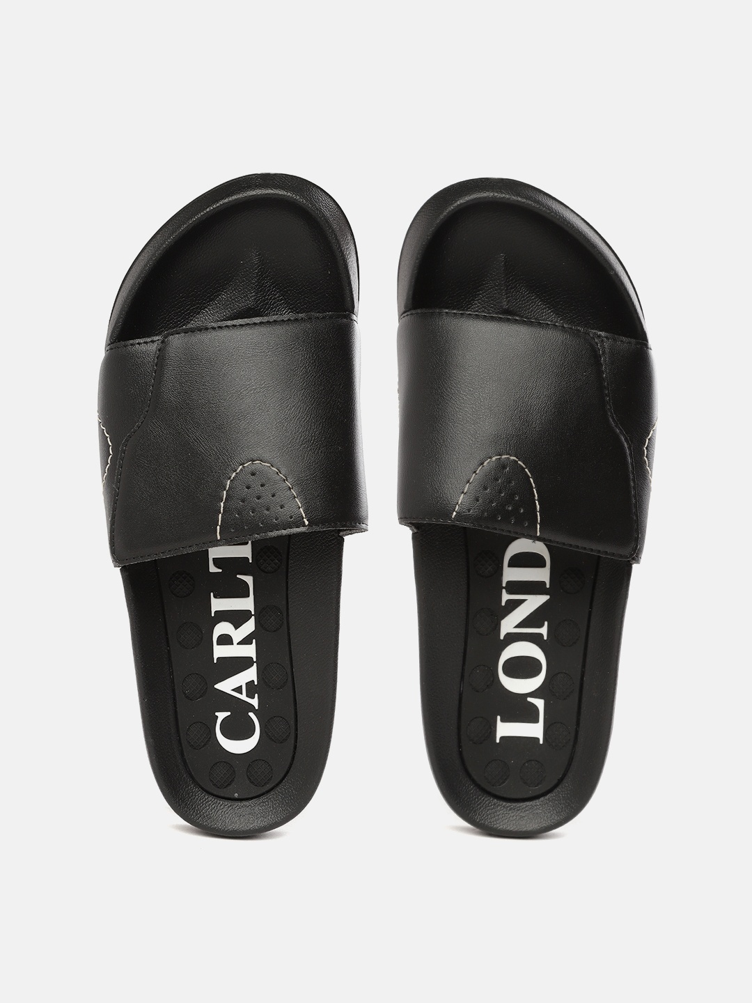 

Carlton London sports Men Black Solid Sliders