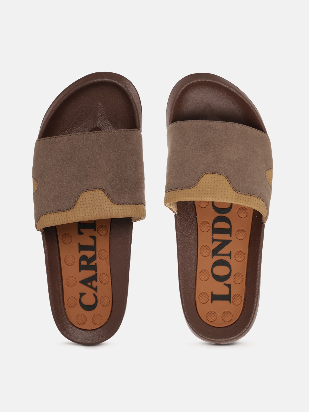 

Carlton London sports Men Brown Solid Sliders with Perforations
