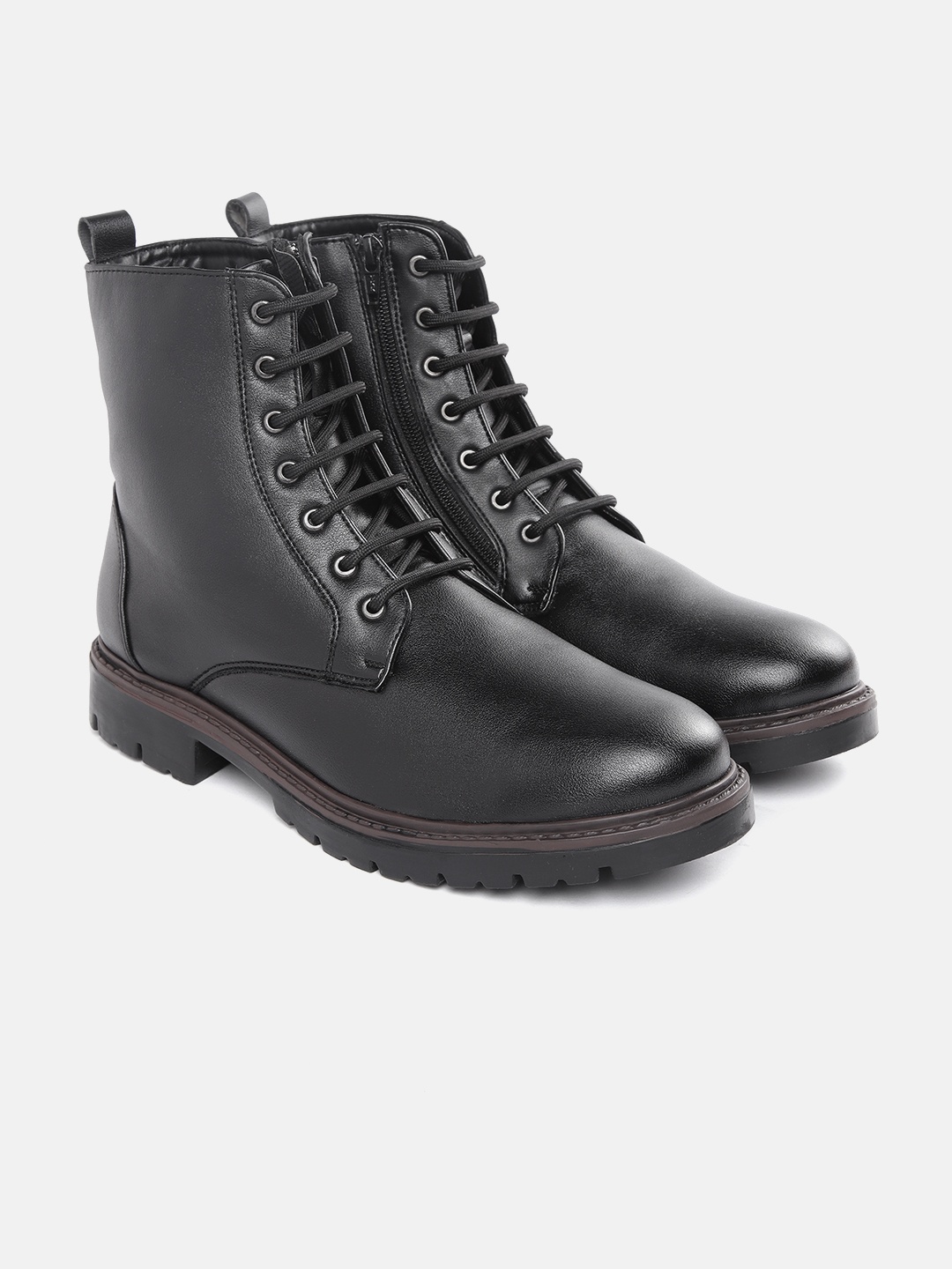 

Carlton London Men Black Solid Biker Boots