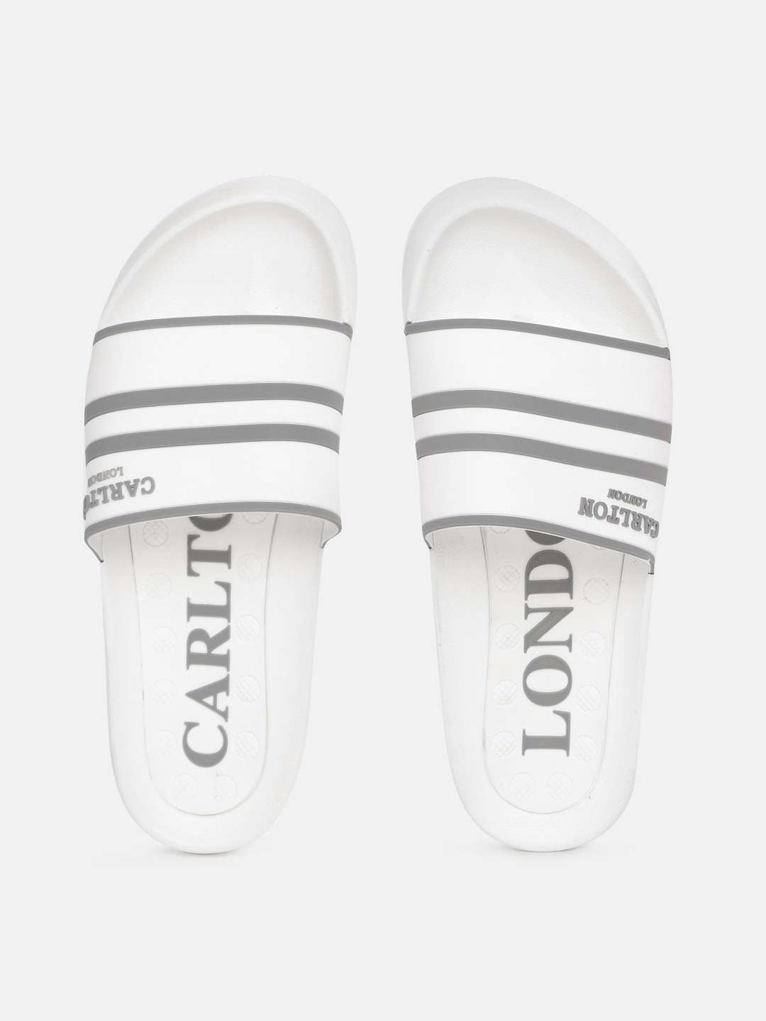 

Carlton London sports Men White & Grey Striped Sliders