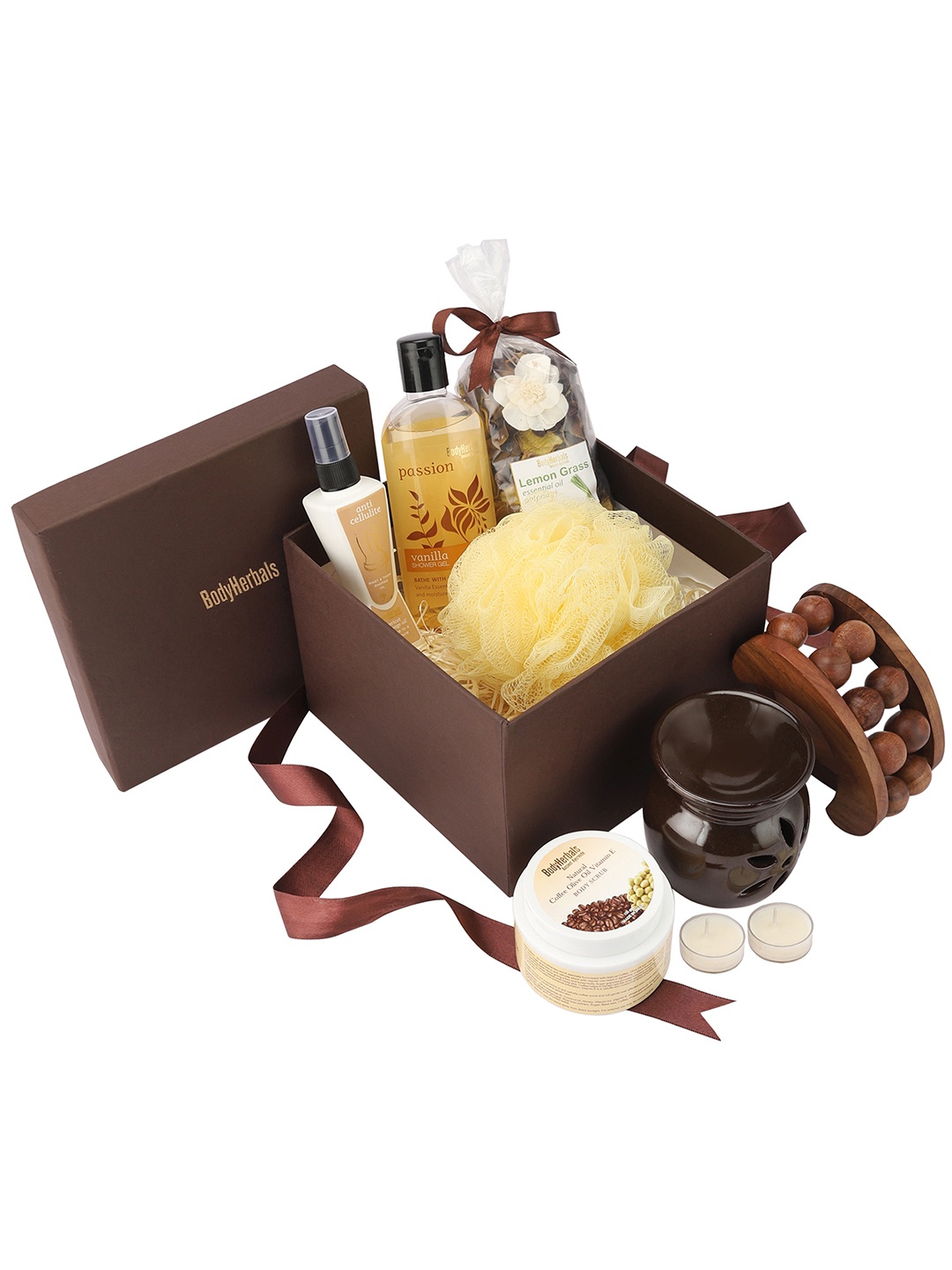 

BodyHerbals 9 Pcs Anti Cellulite Coffee Spa Gift Hamper, Brown