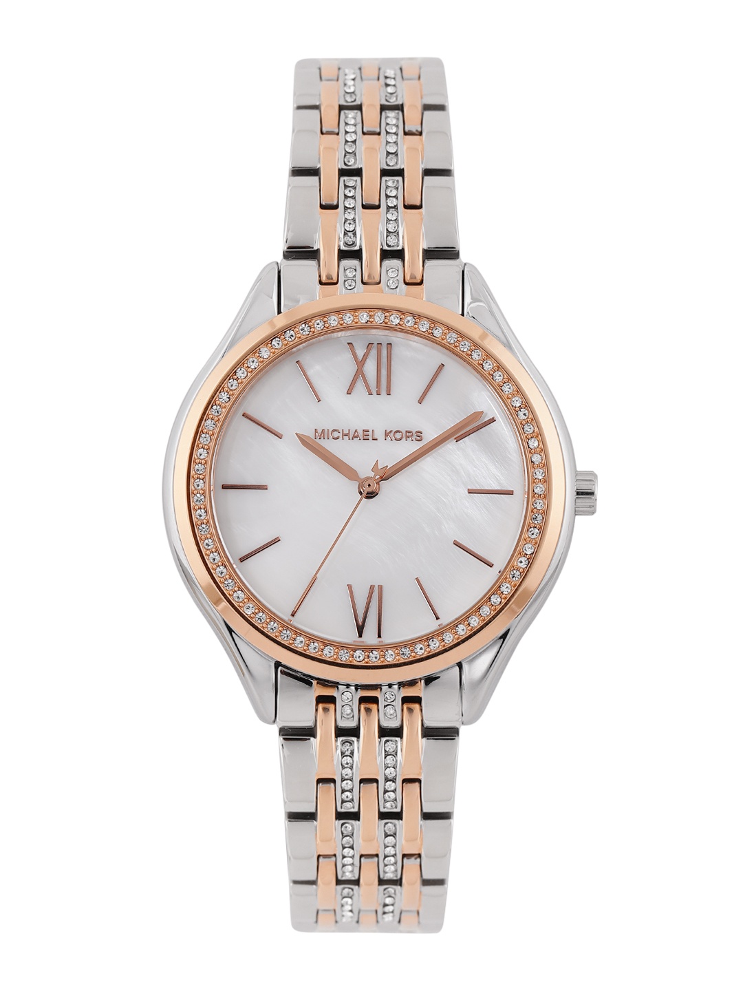 

Michael Kors Women White Embellished Analogue Watch MK7077, Off white
