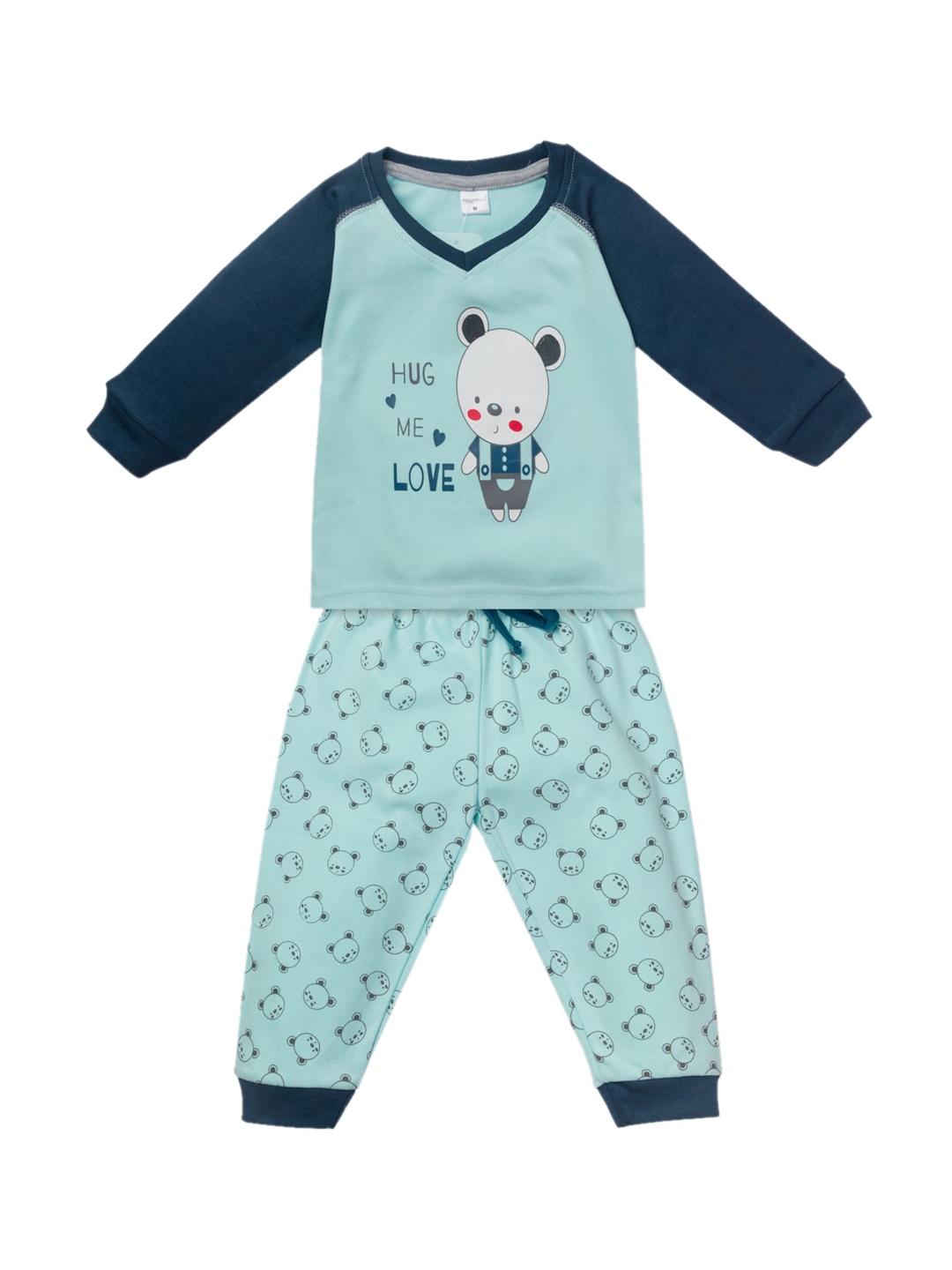 

Montello Unisex Kids Blue Printed Pure Cotton Night Suit