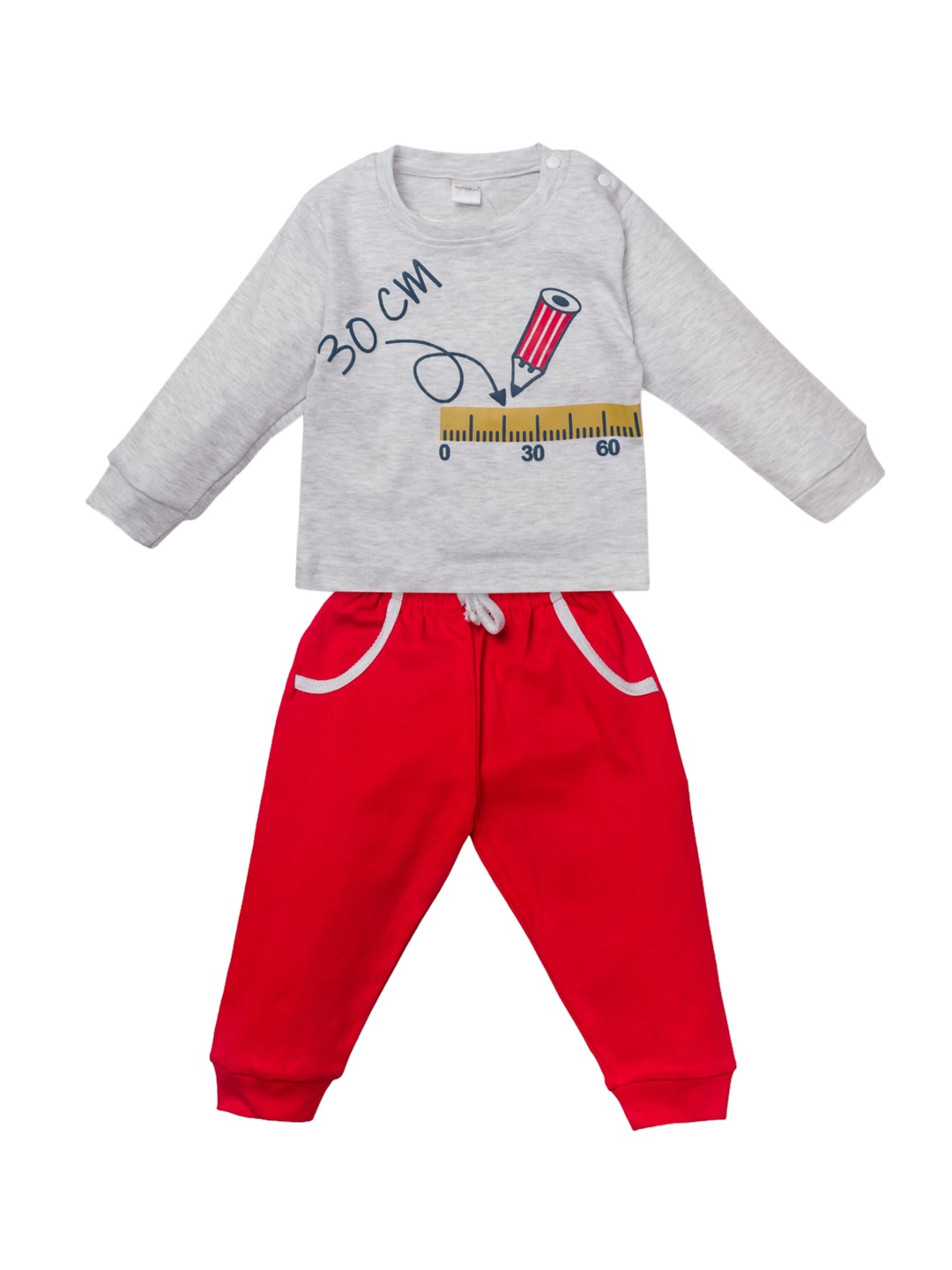 

Montello Unisex Kids White & Red Printed Night suit
