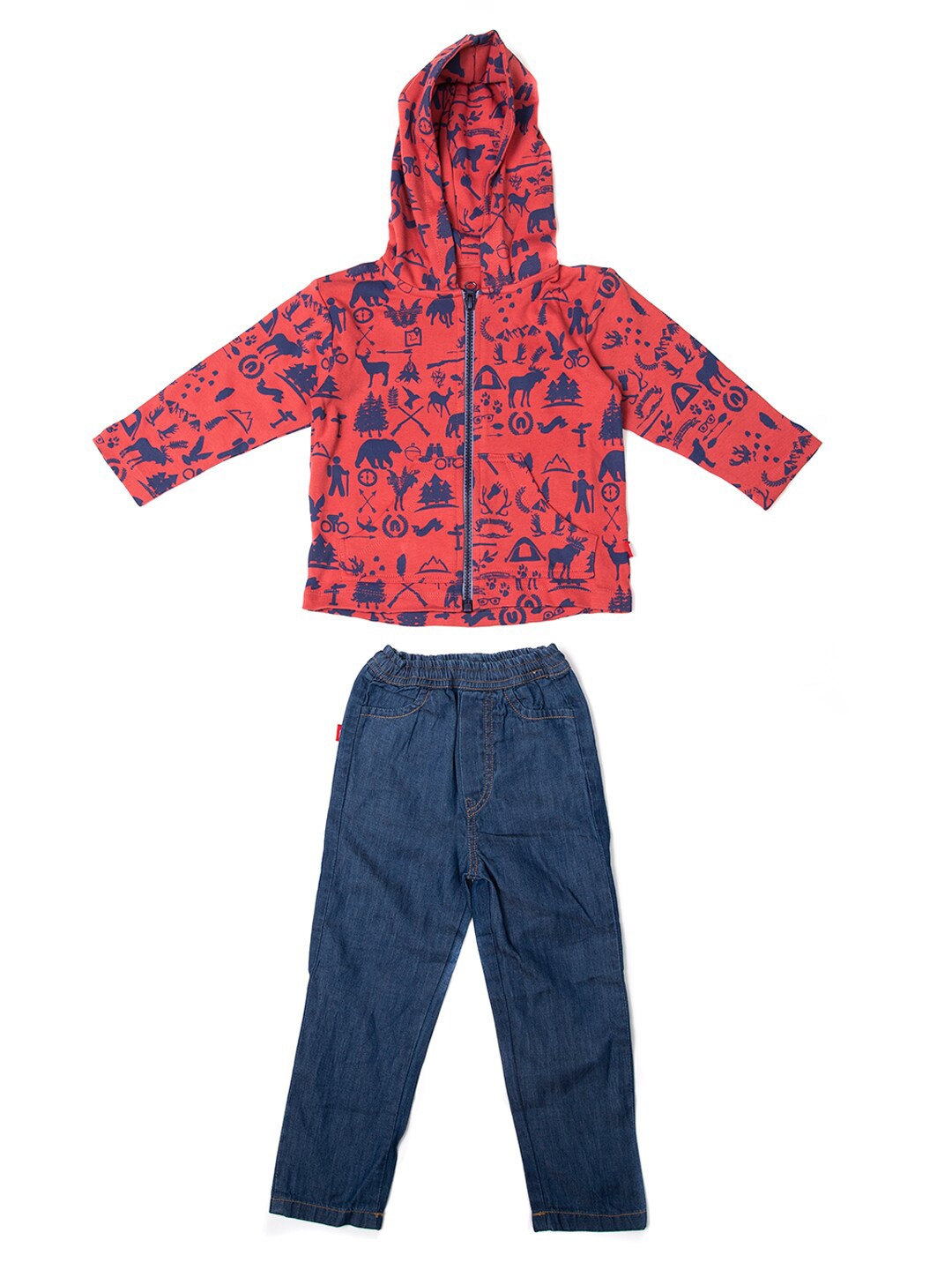 

Nino Bambino Boys Orange & Navy Blue Printed T-shirt with Trousers