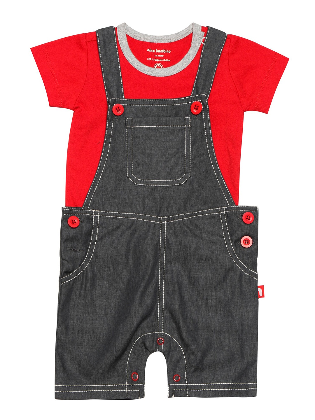 

Nino Bambino Unisex Kids Red & Black T-shirt with Trousers