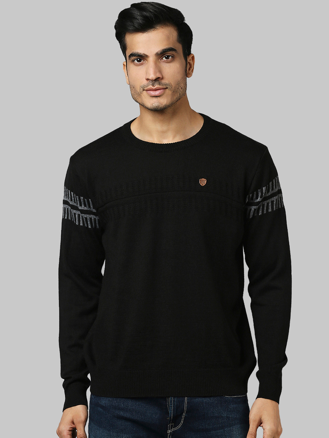 

Raymond Men Black Acrylic Wool Pullover