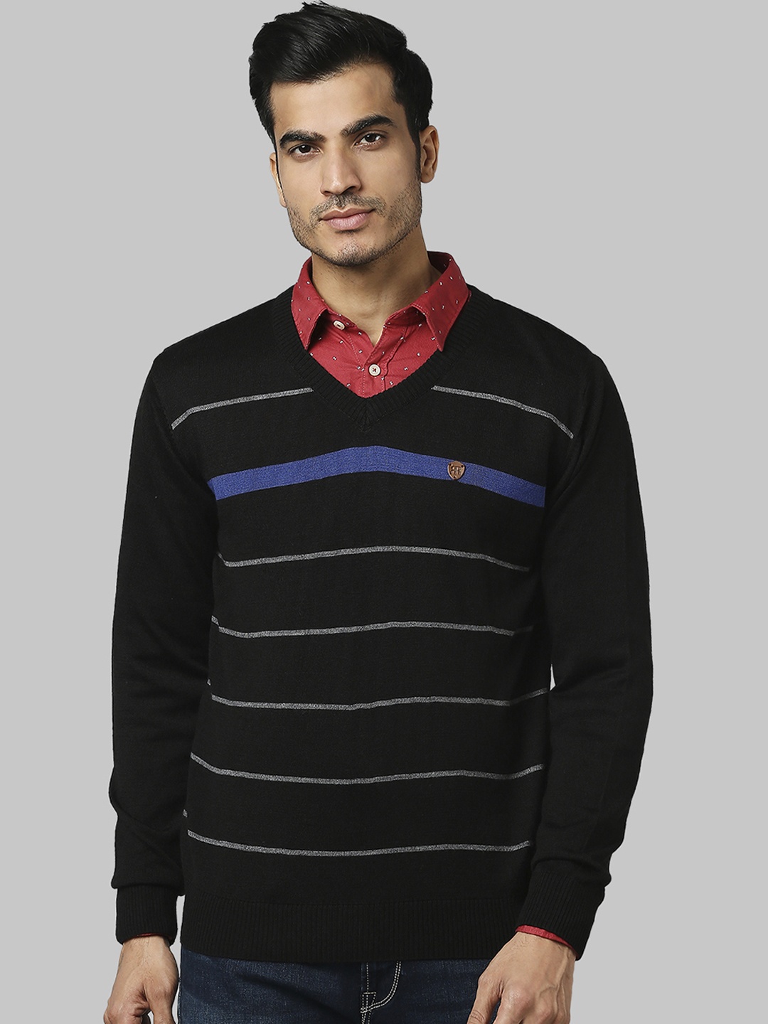 

Raymond Men Black Striped Pullover