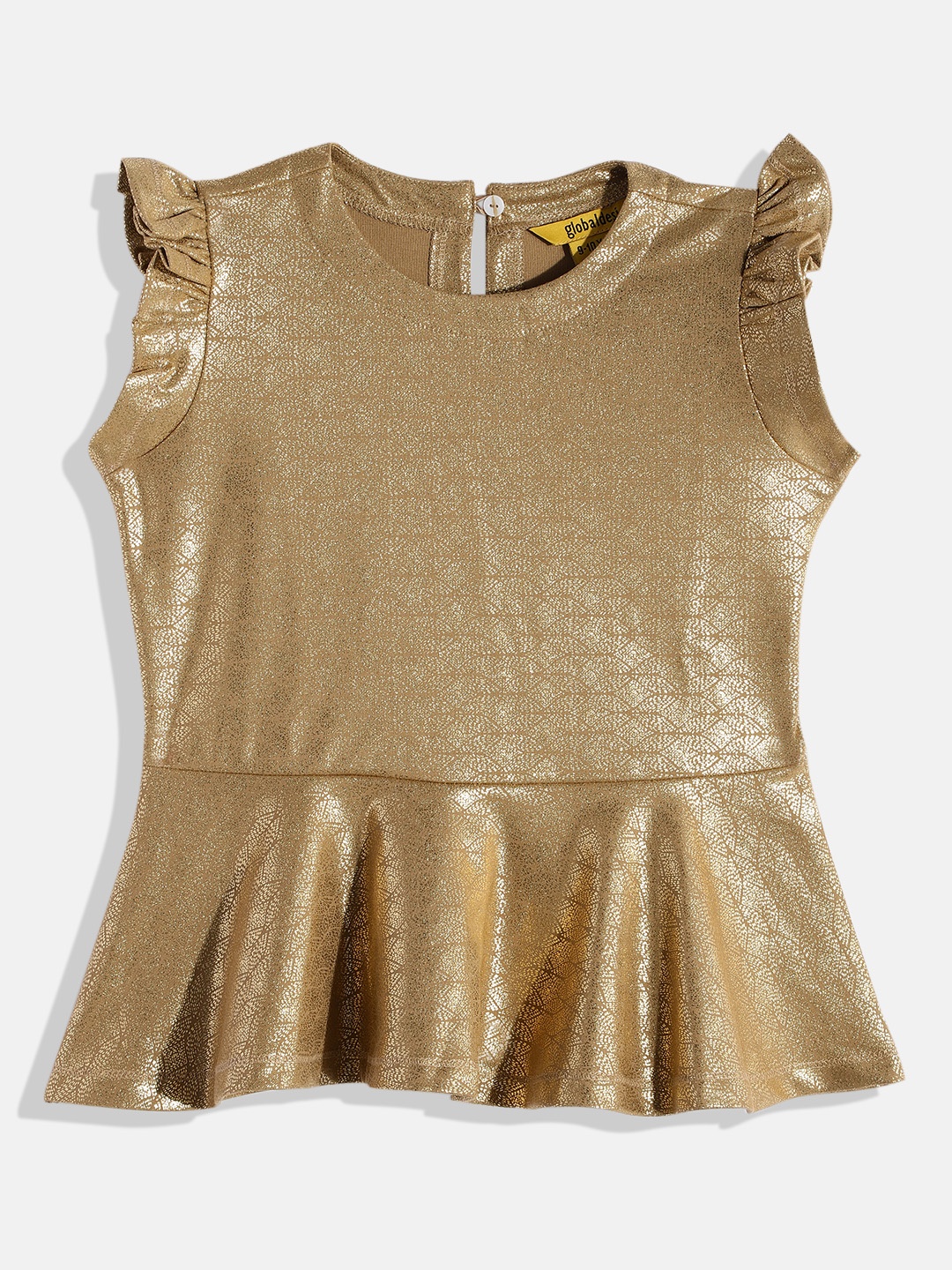 

Global Desi Girls Gold-Toned Printed Peplum Top