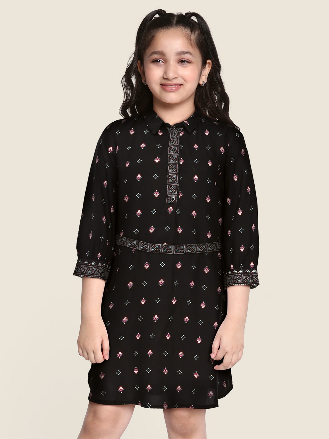 

Global Desi Black Ethnic Motifs Shirt Dress