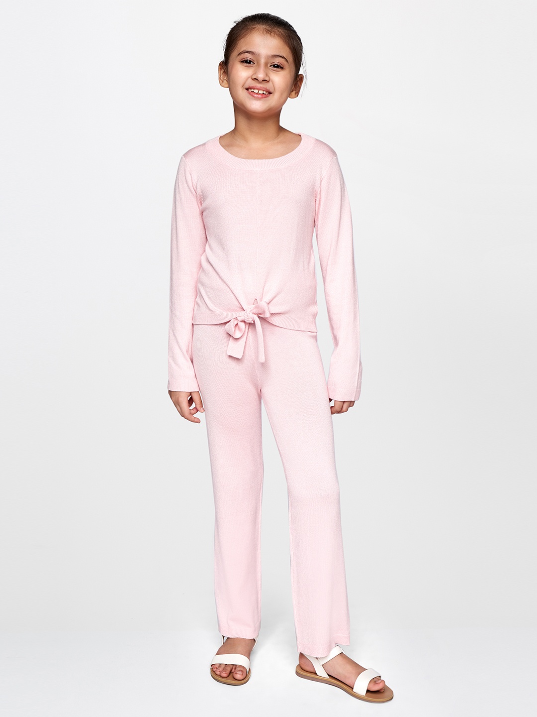

AND Girls Pink Front Tie Up Top with Trousers
