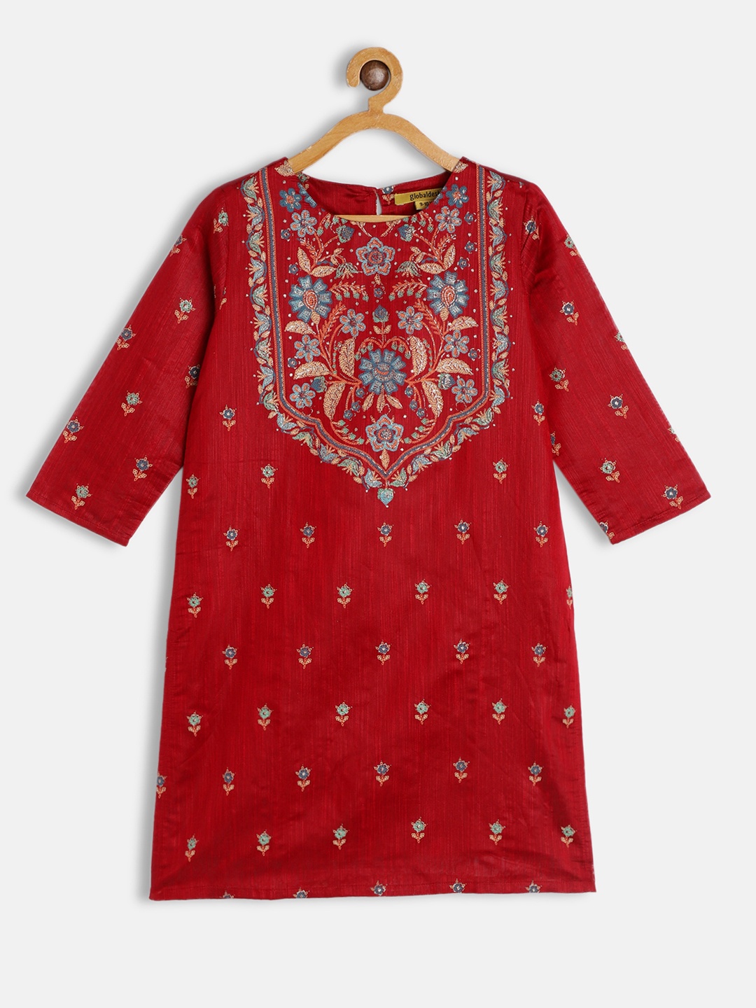 

Global Desi Girls Red Floral Printed Kurta